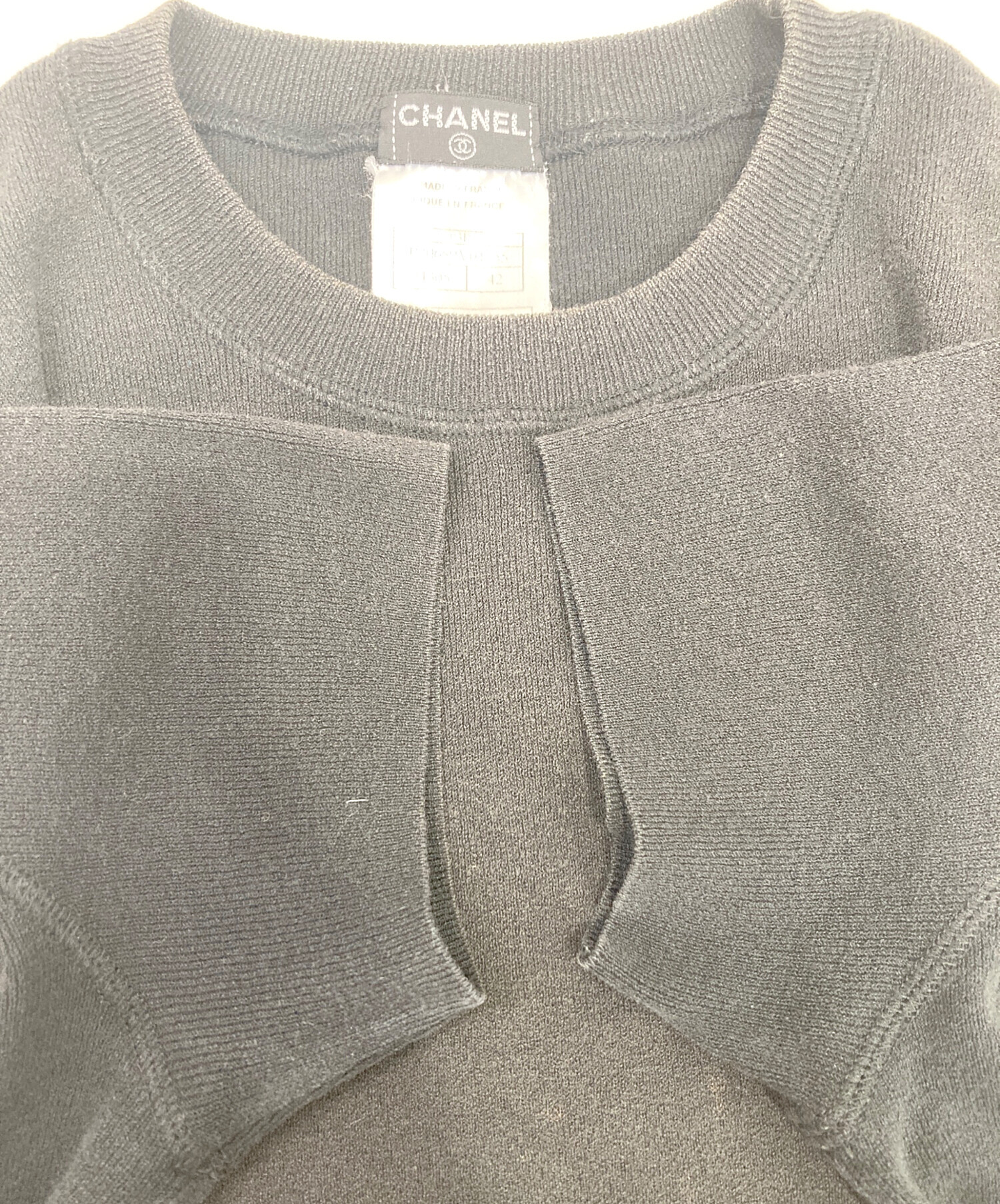 中古・古着通販】CHANEL (シャネル) ロゴプレート半袖リブニット
