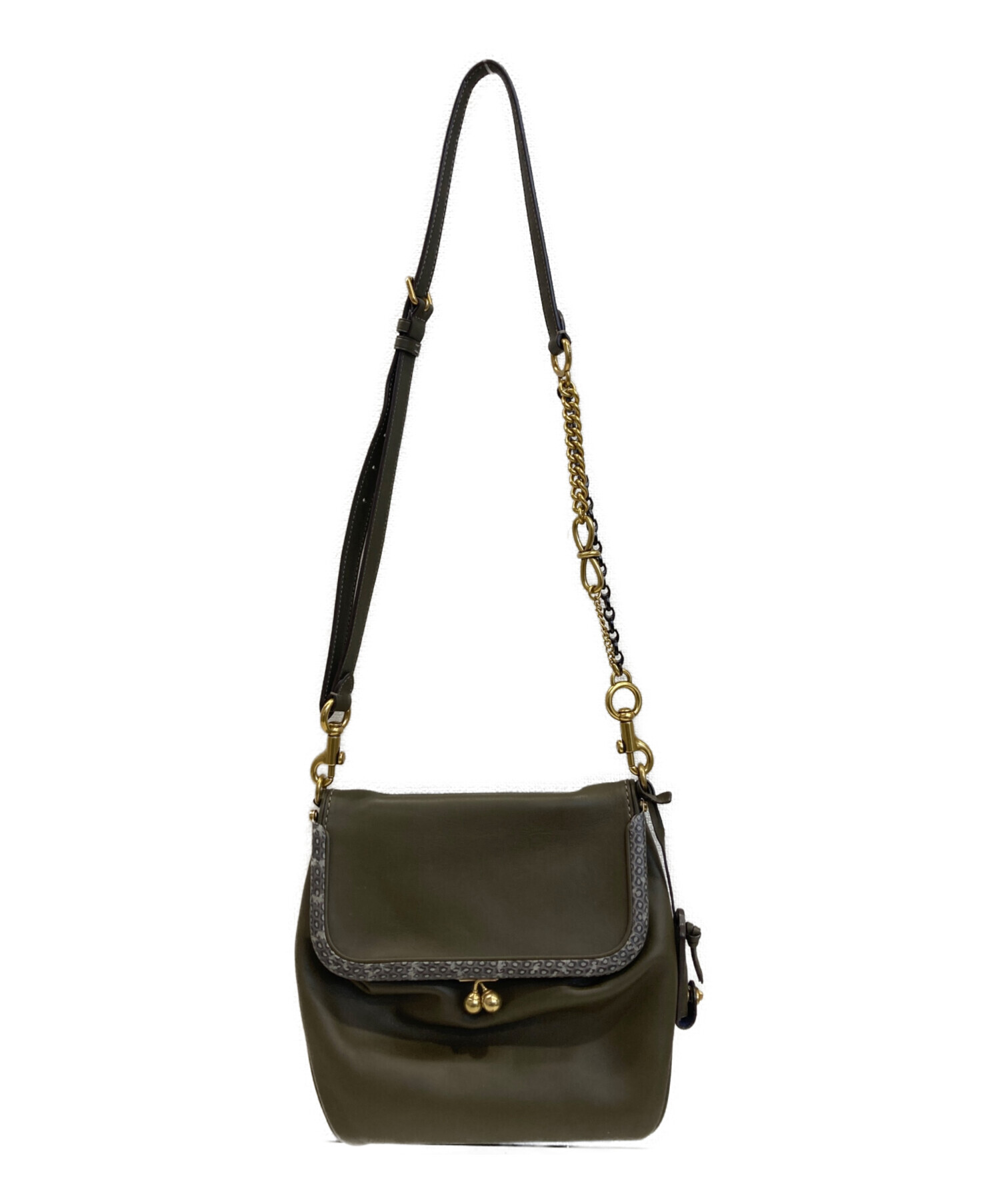 中古・古着通販】COACH (コーチ) がま口ショルダーバッグ ブラウン