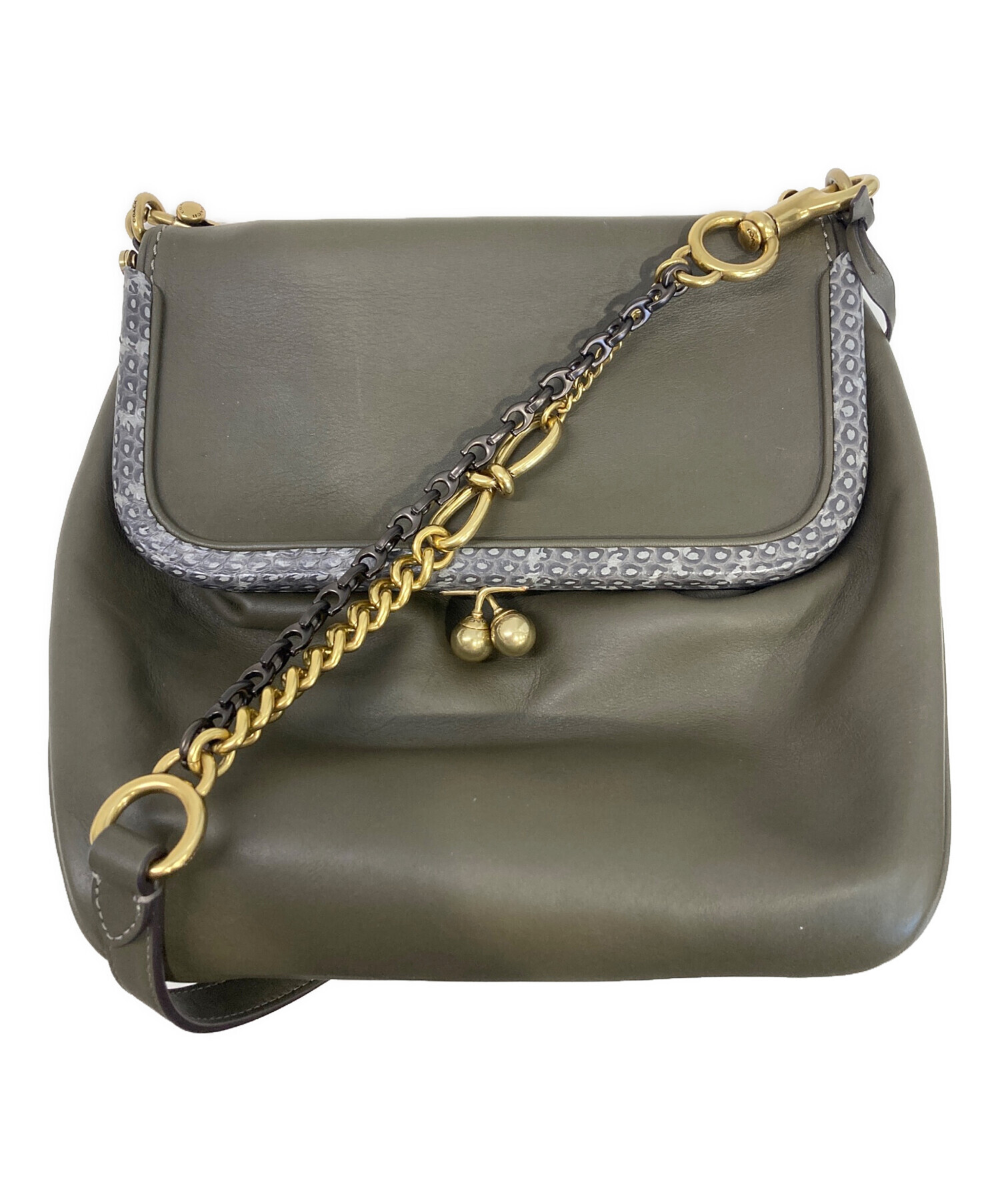 【COACH＊がま口バッグ】 中古・古着通販】COACH (コーチ) がま口ショルダーバッグ ブラウン