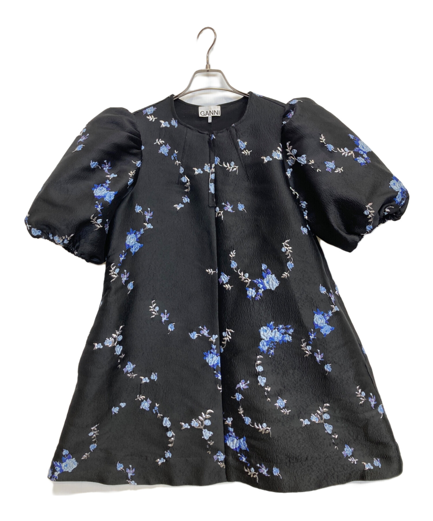 中古・古着通販】Ganni (ガニー) 花柄半袖ワンピース ブラック サイズ