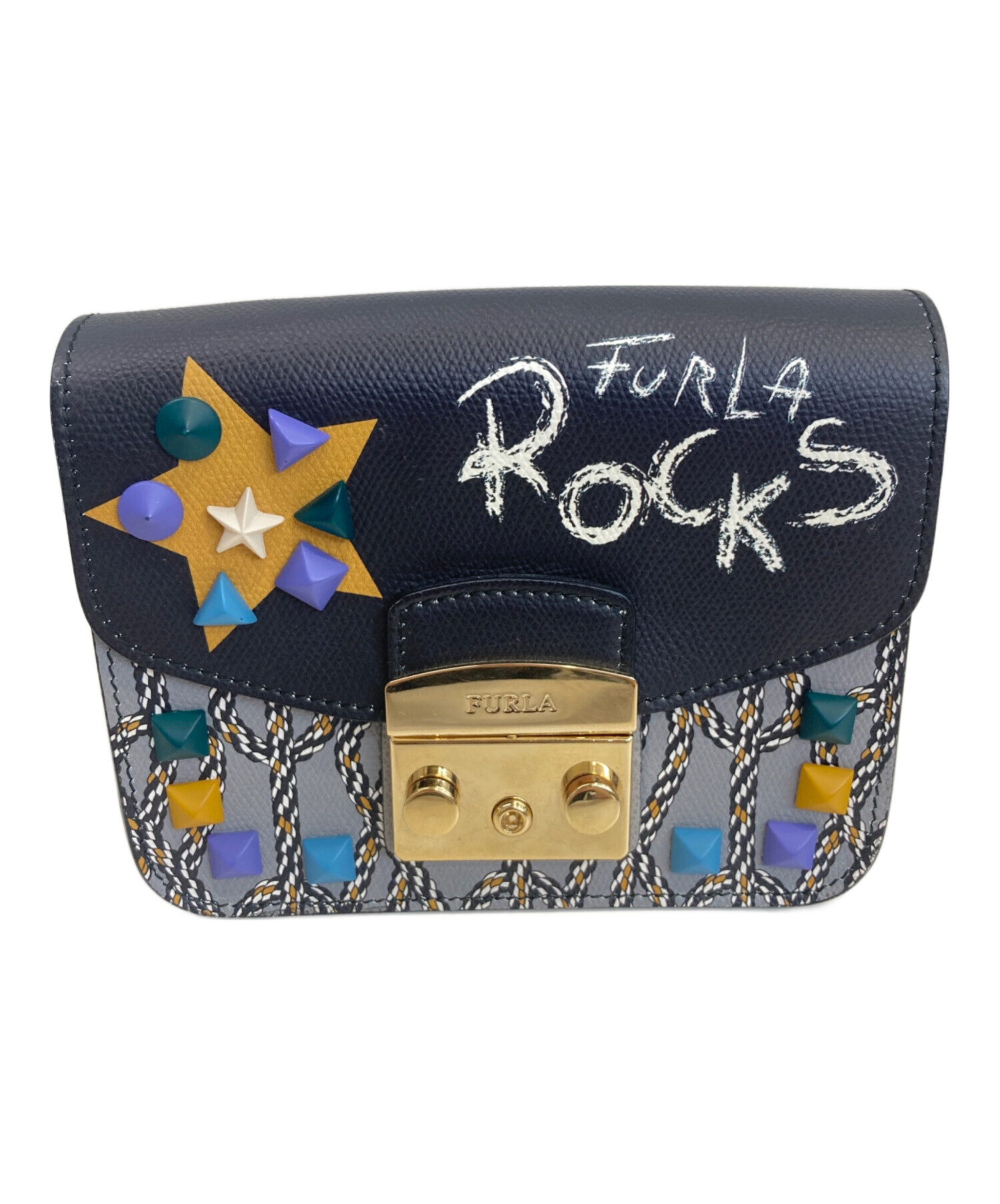 中古・古着通販】FURLA (フルラ) チェーンショルダーバッグ ブラック
