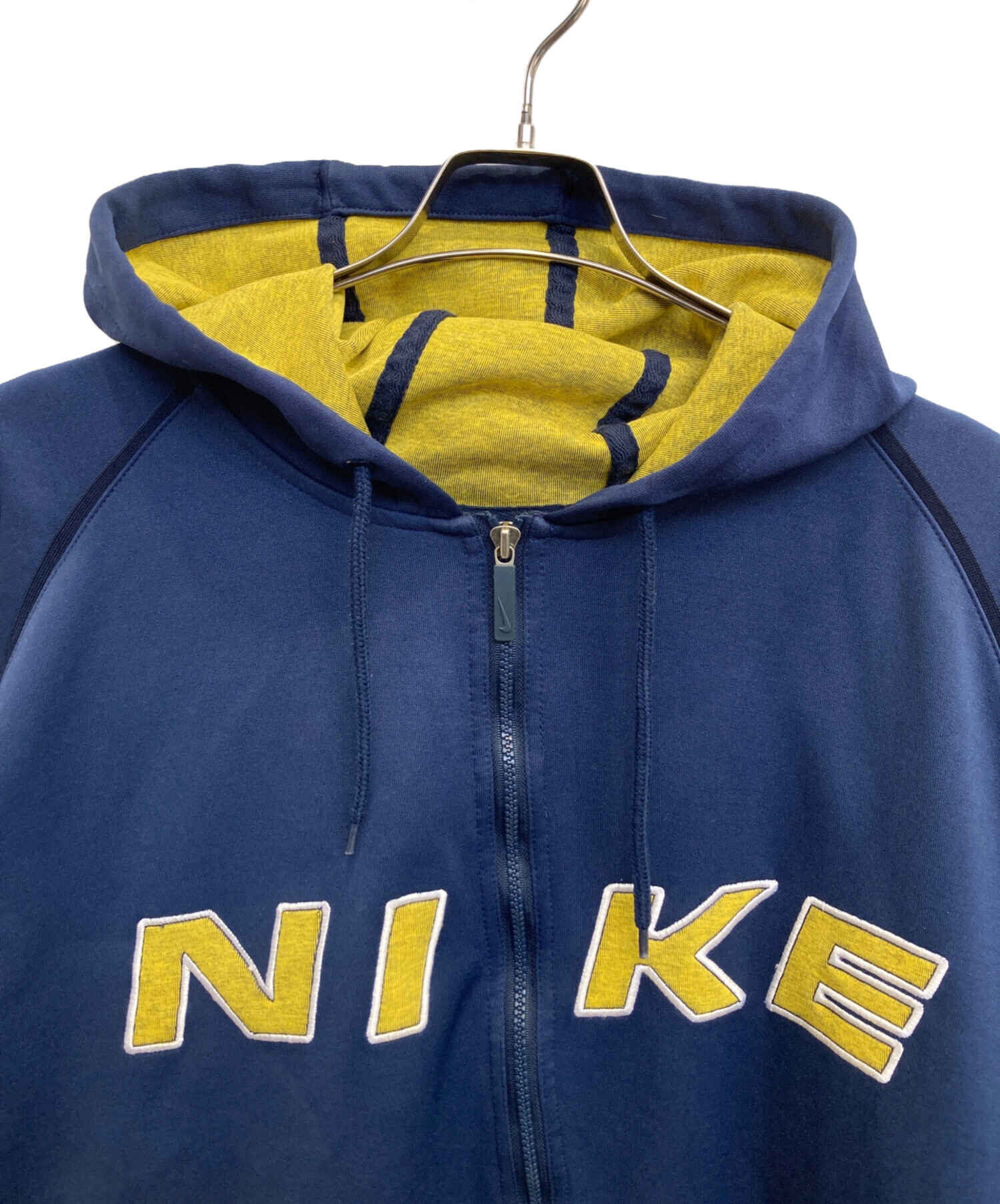 中古・古着通販】NIKE (ナイキ) ジップパーカー ネイビー×イエロー