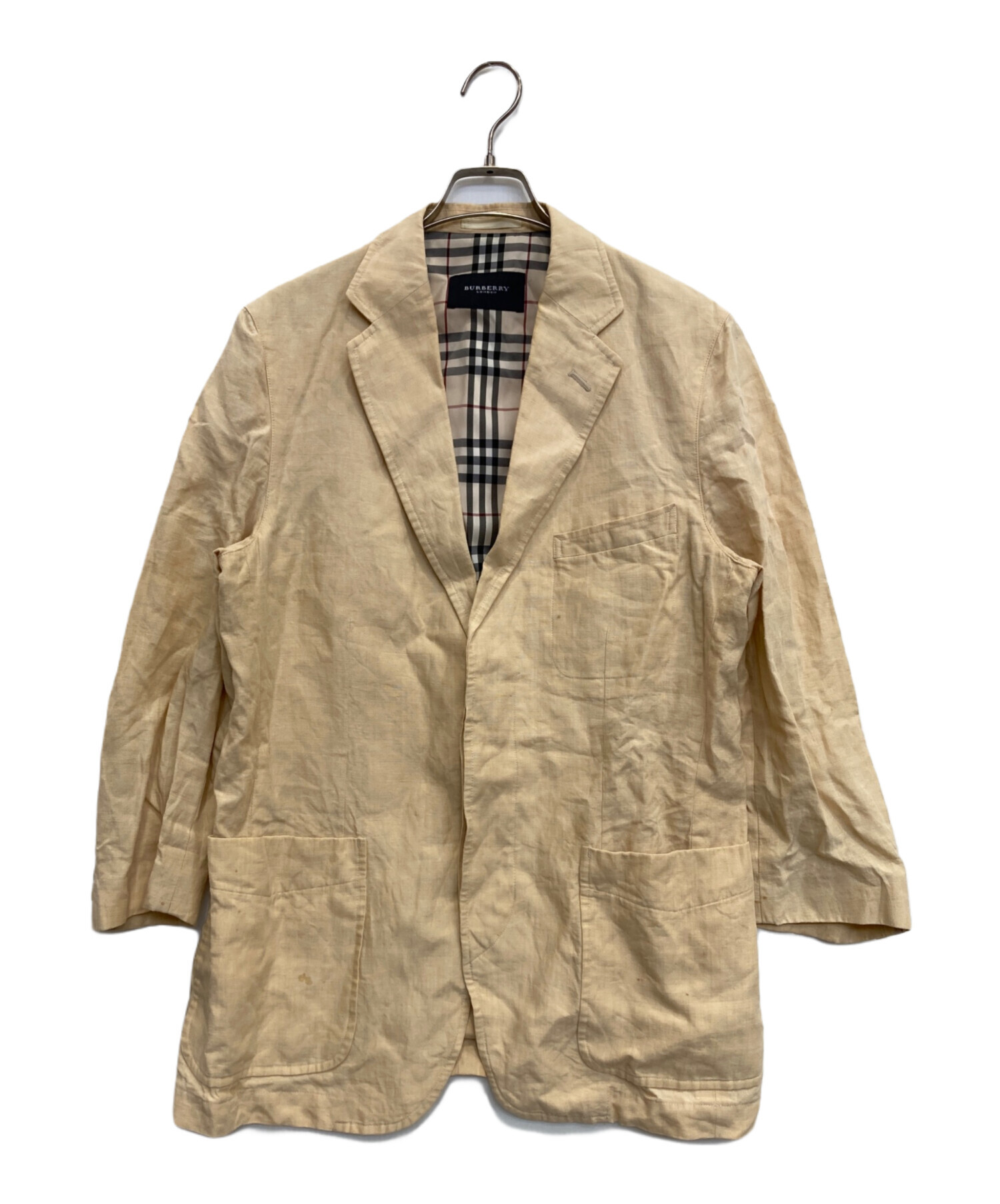 バーバリーロンドン テーラードジャケット ラムレザー　ベージュ　サイズ44 中古・古着通販】BURBERRY LONDON (バーバリーロンドン) リネン