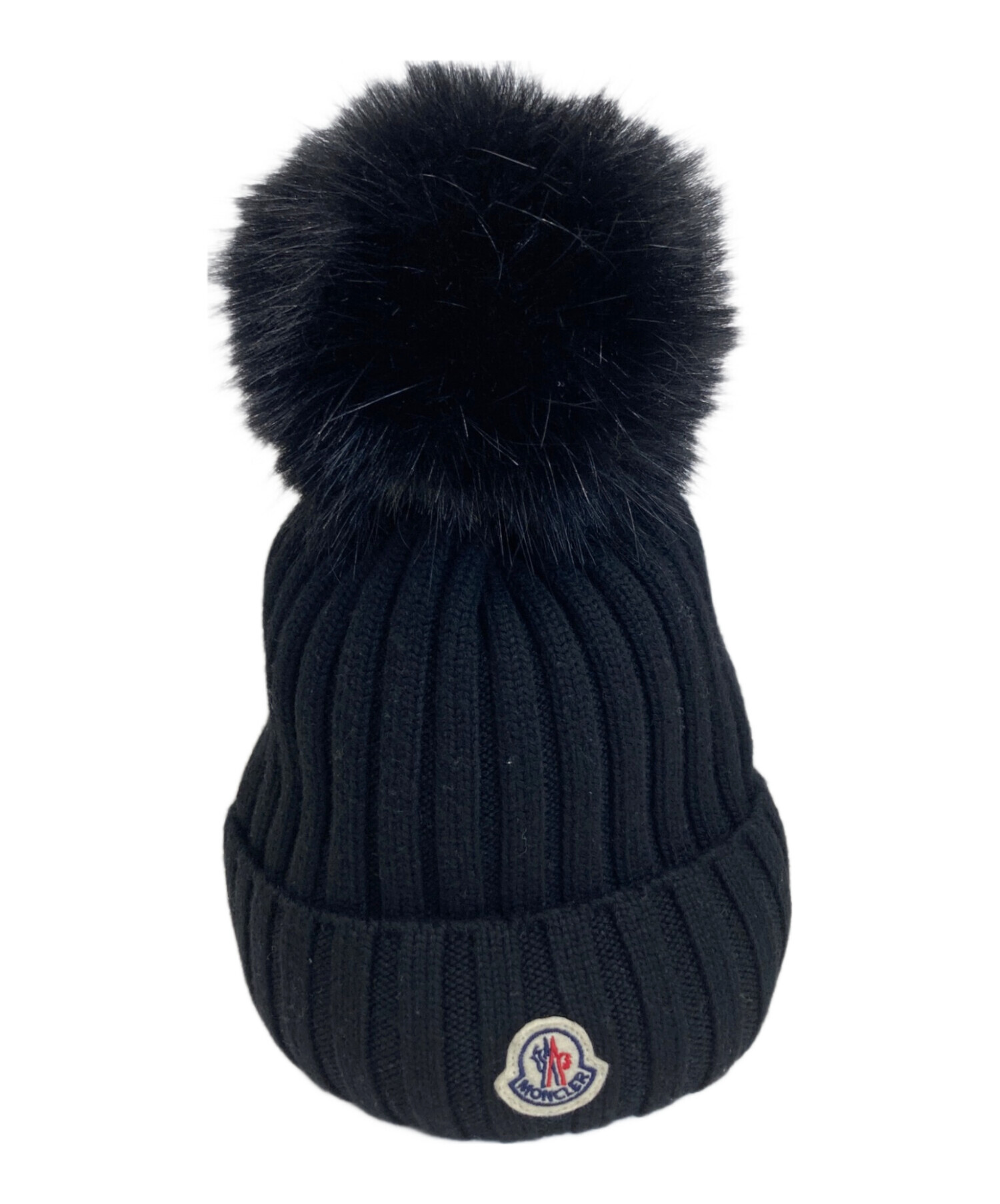 MONCLER ポンポン　リブ編み　ニット帽　サイズ2 中古・古着通販】MONCLER (モンクレール) ポンポン付きワッペンニット