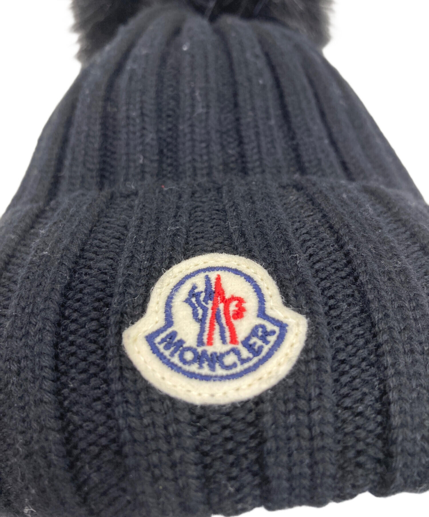 鑑定済】MONCLER モンクレール ウール ニット帽 ブラック MONCLER