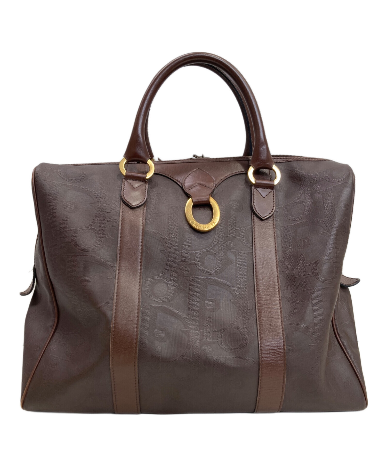 Dior ボストンバッグ　ブラウン　ゴールドロゴ　トロッター　ブラウン 中古・古着通販】Christian Dior (クリスチャン ディオール