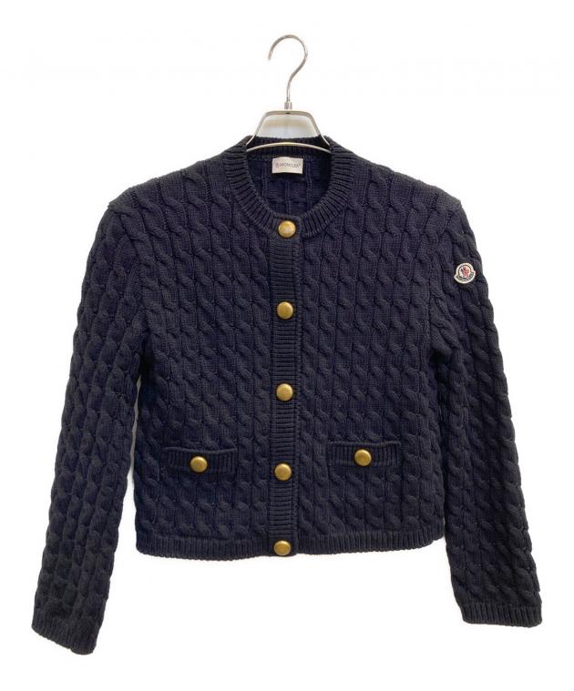モンクレール 近年モデル ジップアップ カーディガン ワッペン 紺 ゴールド金具 中古・古着通販】MONCLER (モンクレール) 金釦カーディガン ネイビー