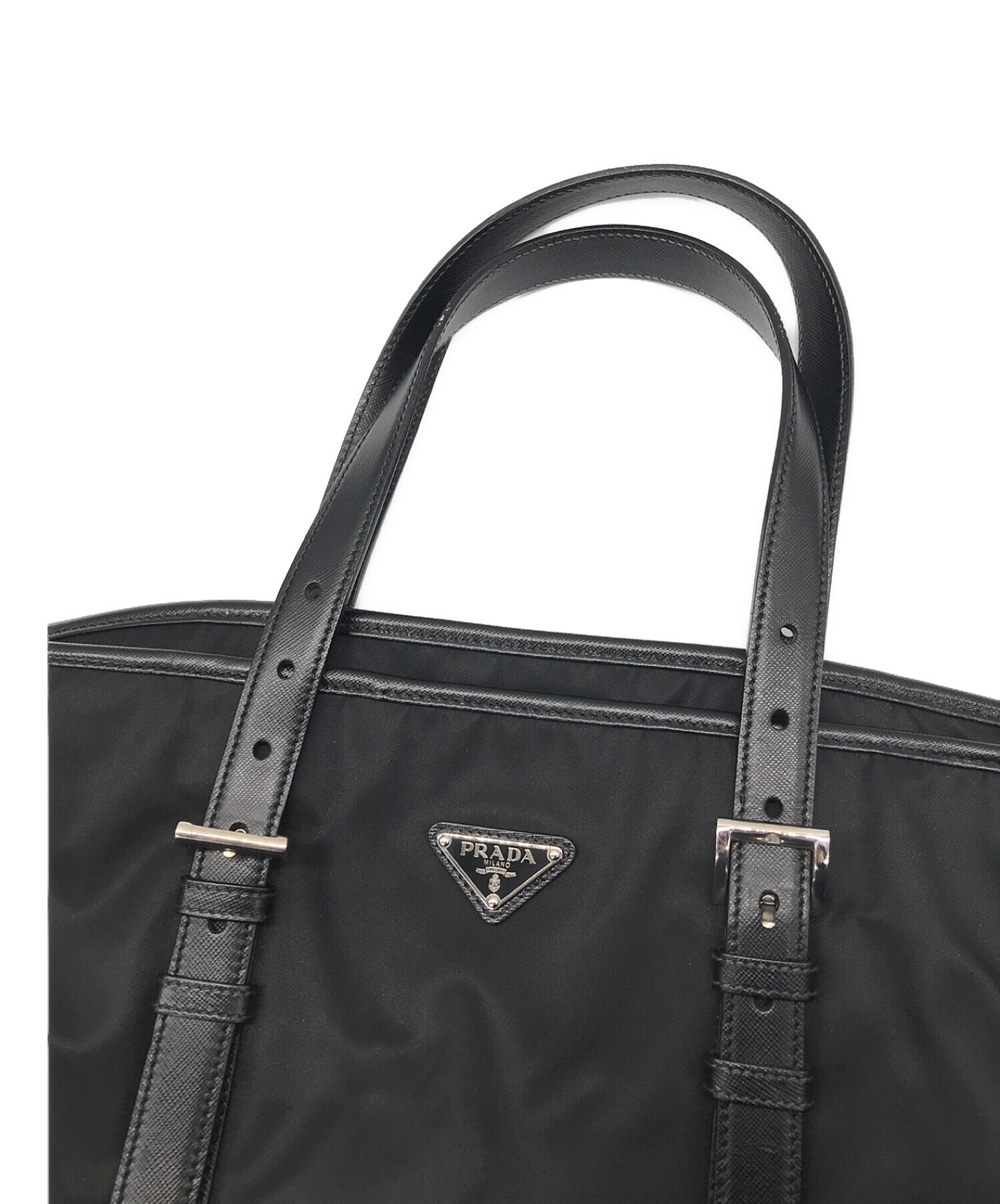 中古・古着通販】PRADA (プラダ) ナイロンレザーコンビトートバッグ