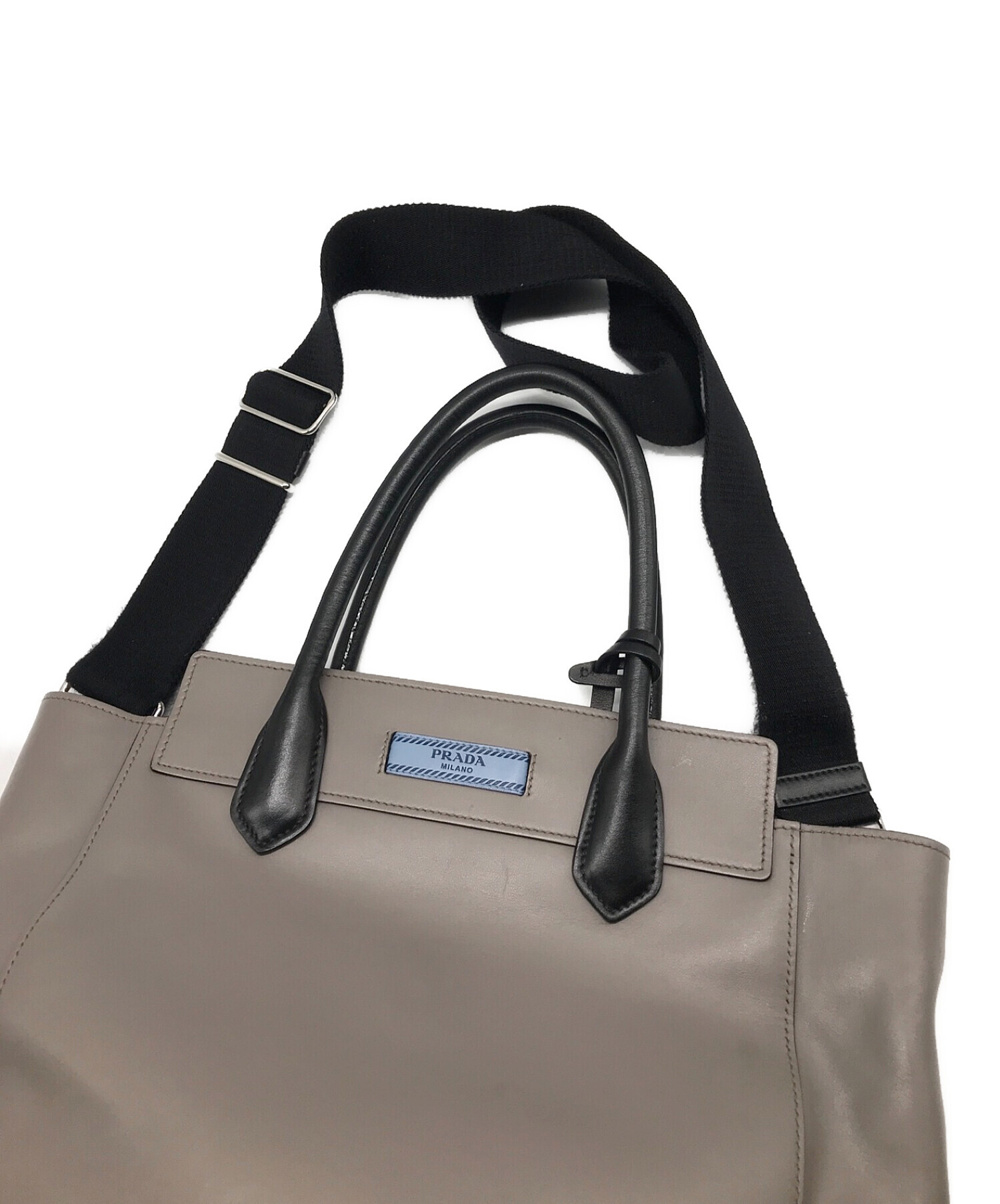 中古・古着通販】PRADA (プラダ) 2WAYレザートートバッグ グレー