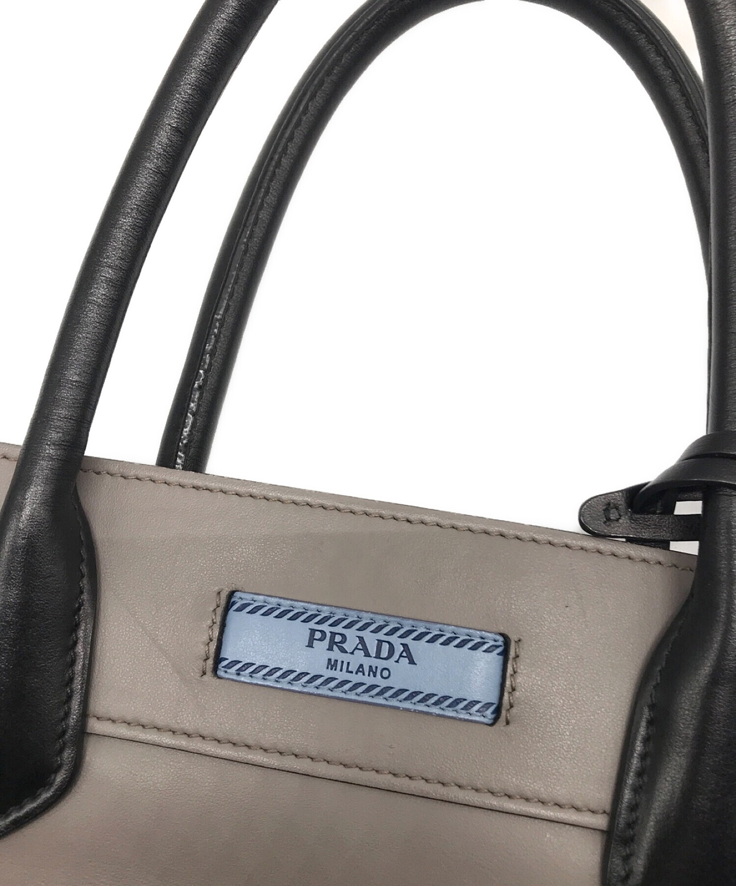 PRADA グレー レザートートバッグ 中古・古着通販】PRADA (プラダ) 2WAYレザートートバッグ グレー