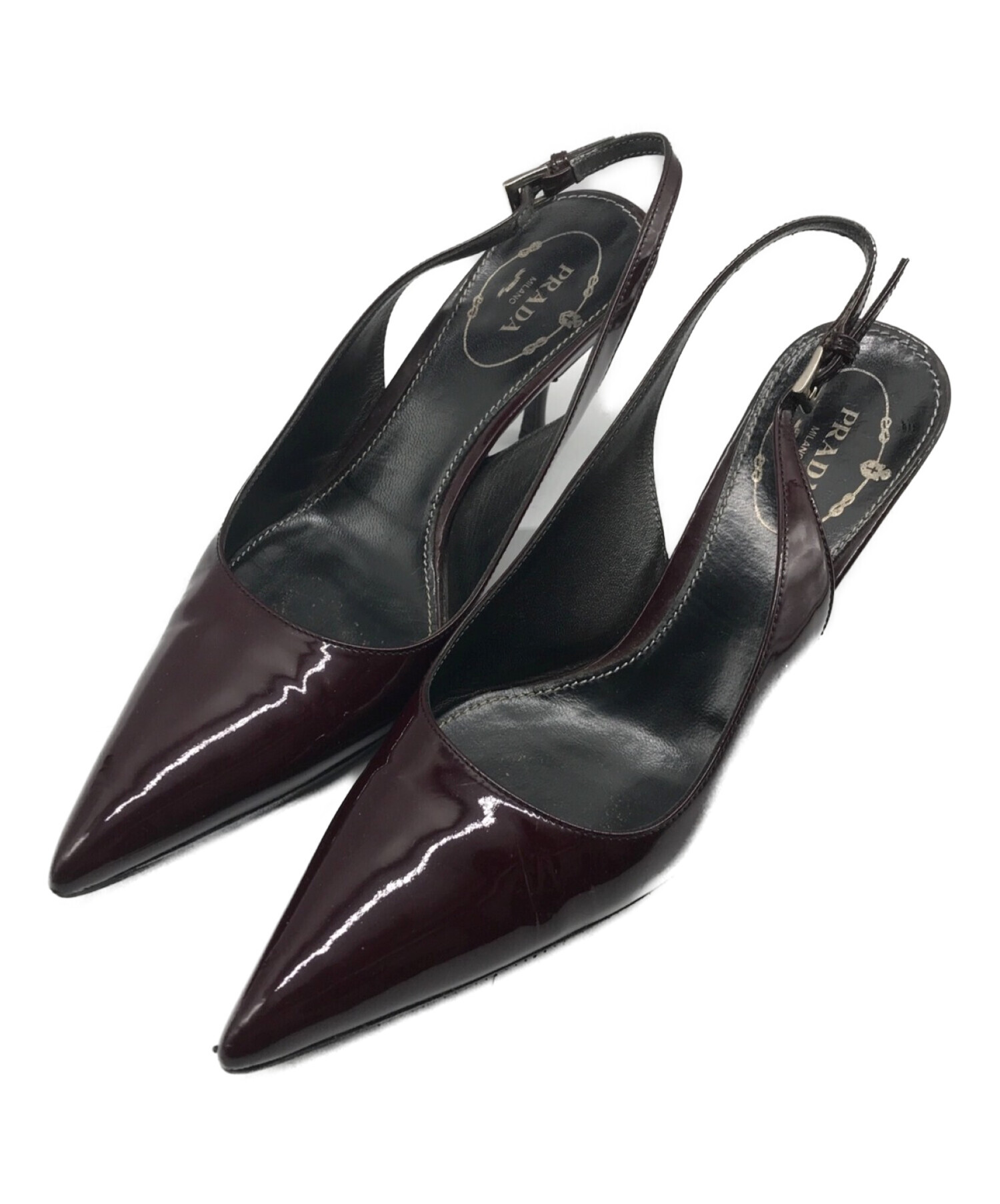 中古・古着通販】PRADA (プラダ) スリングバックパンプス ボルドー 