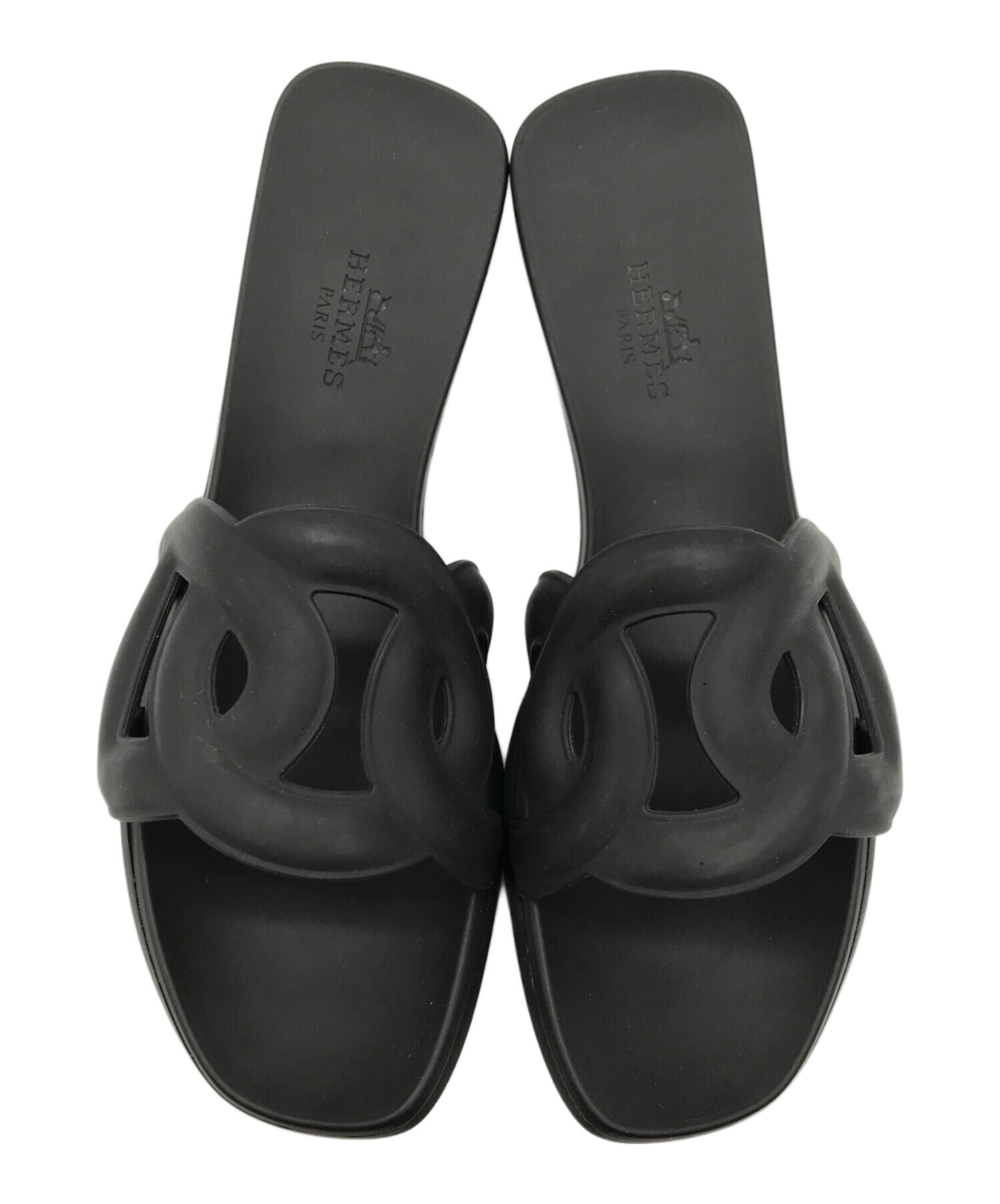 美品　エルメス　アロハ　タイプ　ラバーサンダル　ブラック　37 USED 中古・古着通販】HERMES (エルメス) アロハサンダル ブラック サイズ