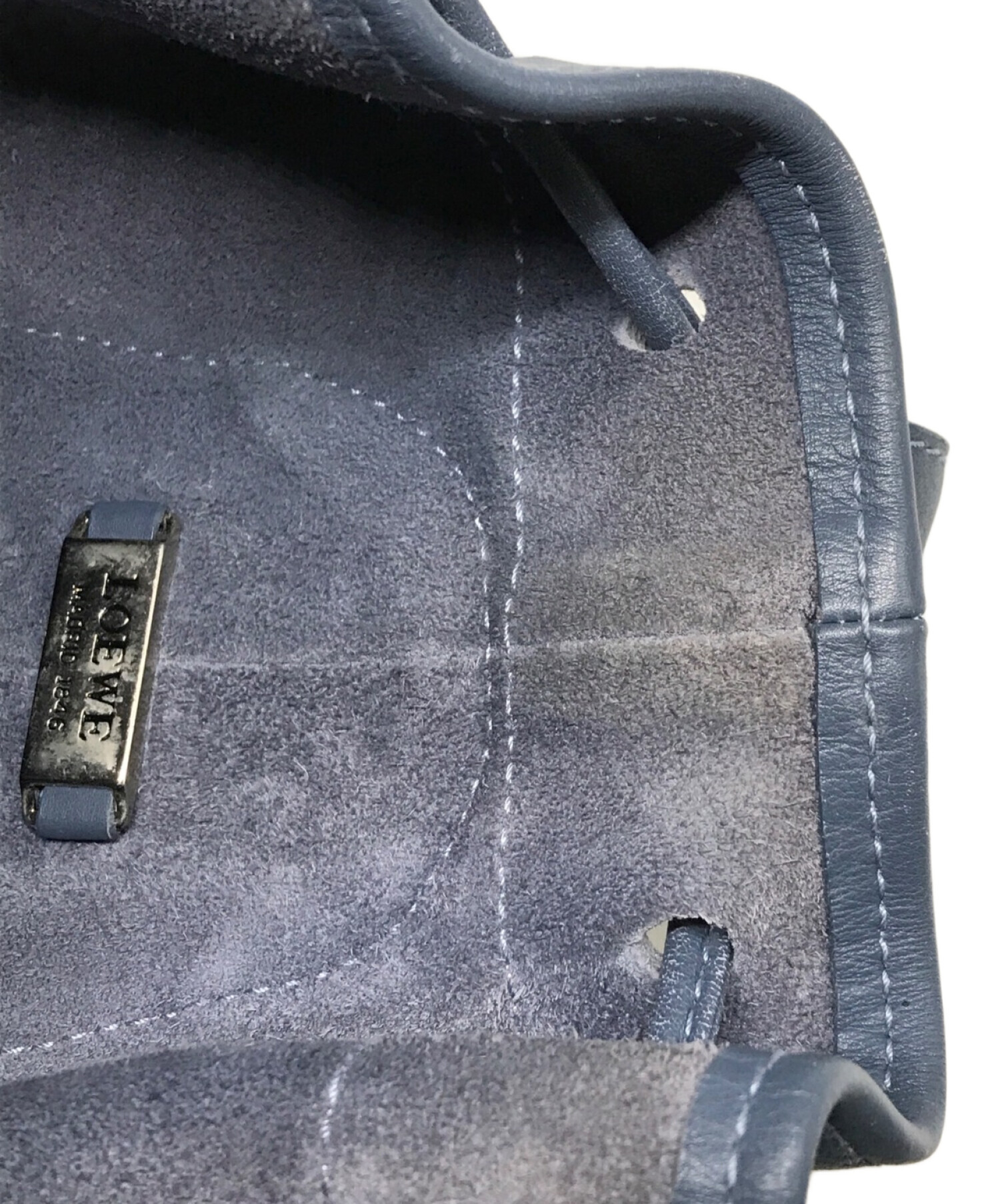 中古・古着通販】LOEWE (ロエベ) 巾着レザーバッグ ブルー｜ブランド