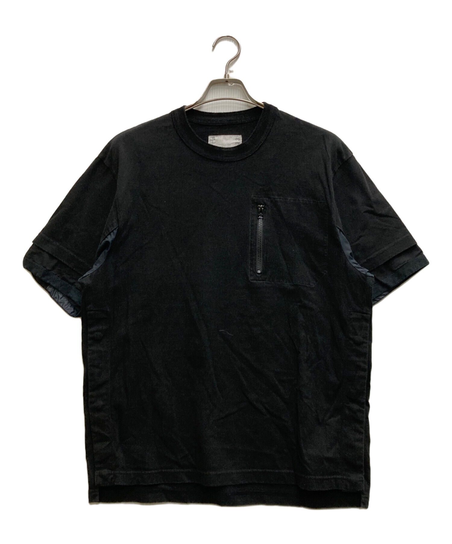 中古・古着通販】sacai (サカイ) ファブリックコンボTシャツ ブラック  