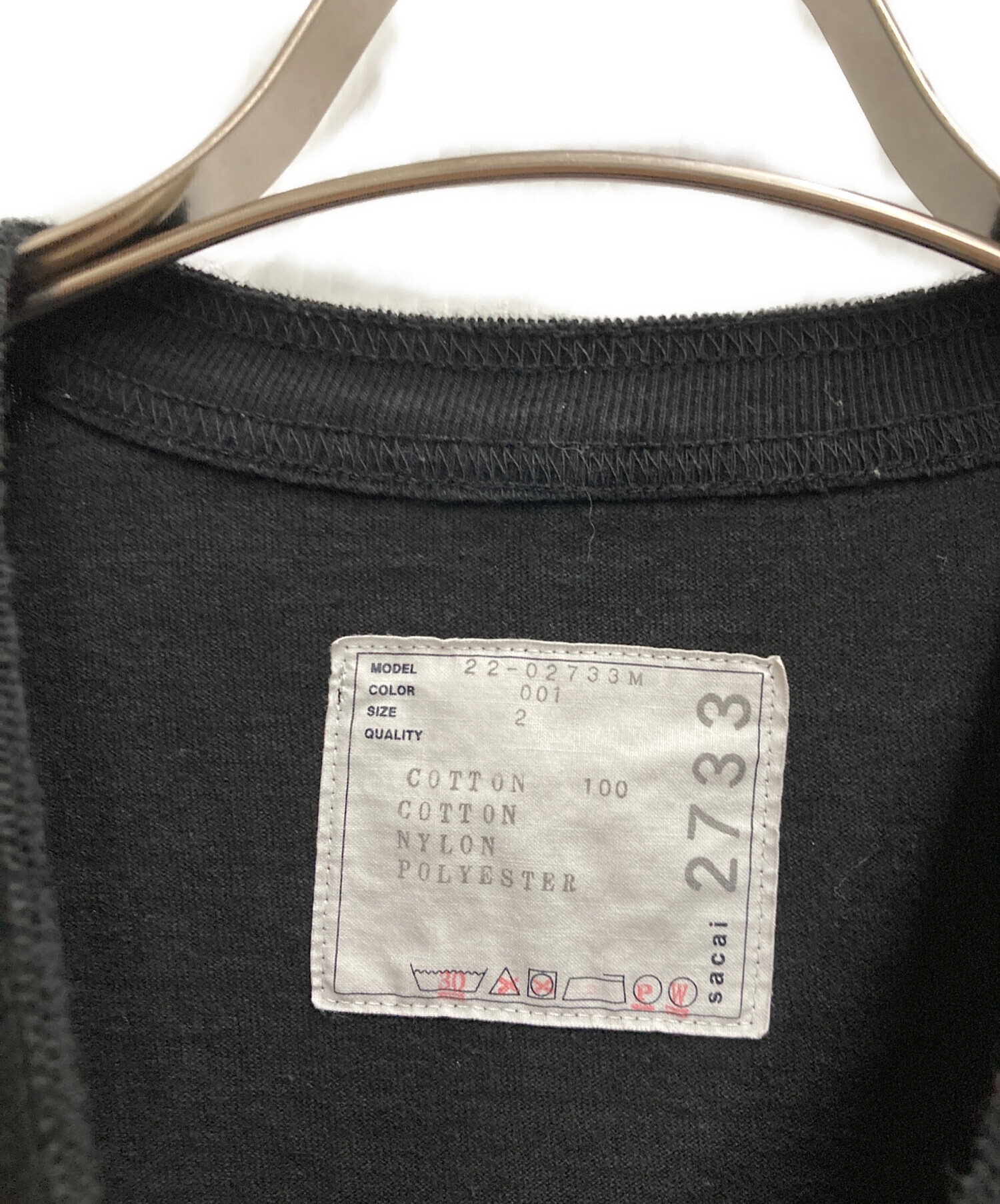 中古・古着通販】sacai (サカイ) ファブリックコンボTシャツ ブラック  
