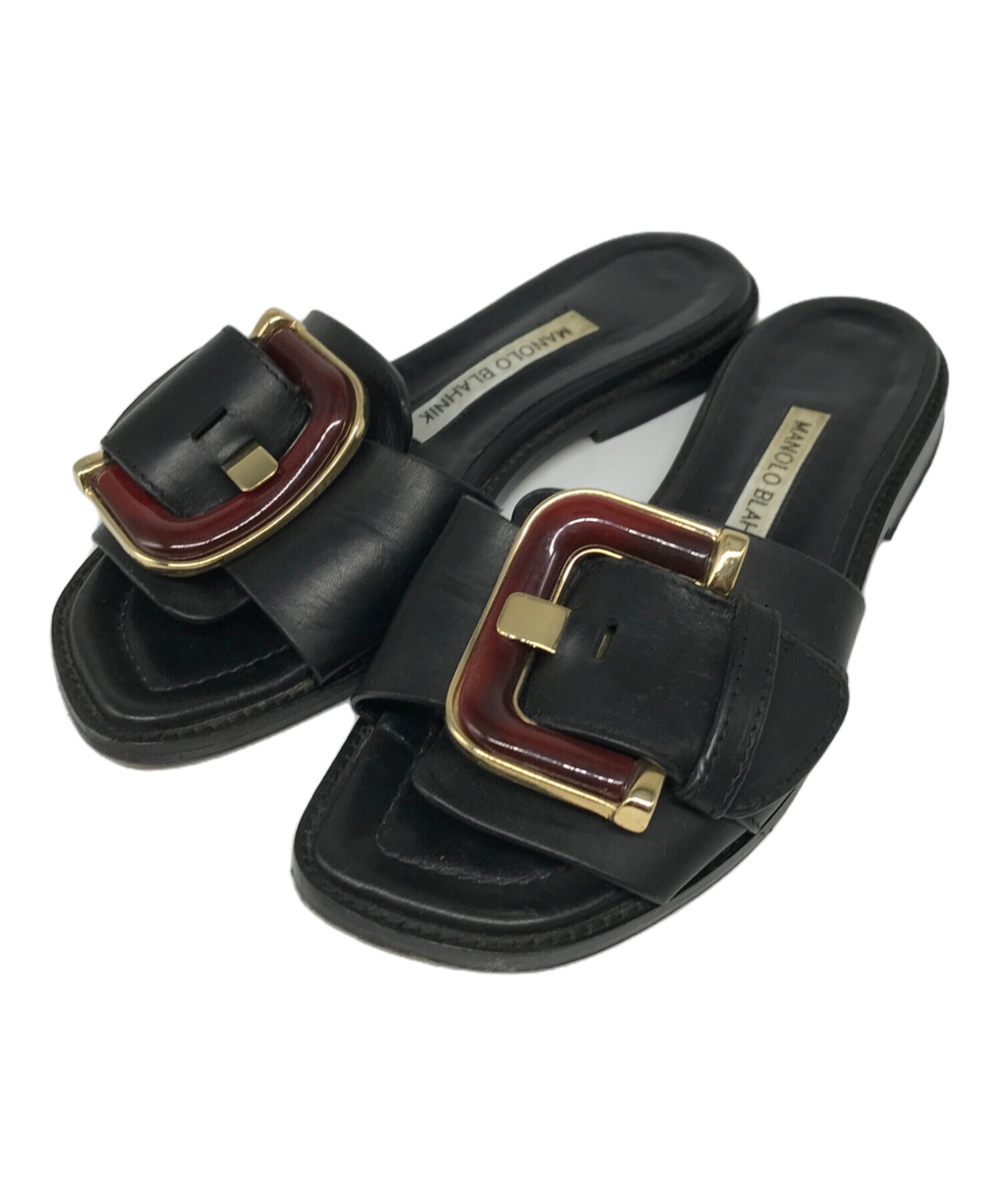 MANOLO BLAHNIK ブラックサンダル 35 中古・古着通販Manolo Blahnik