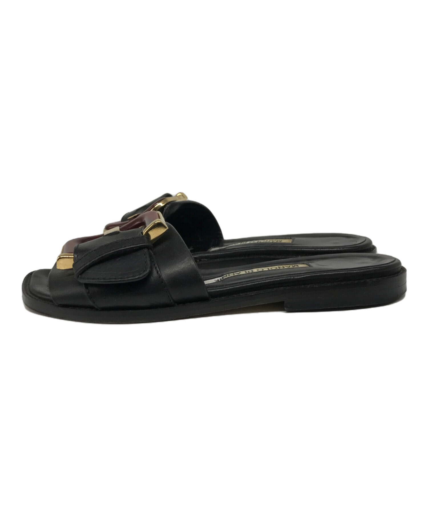 MANOLO BLAHNIK ブラックサンダル 35 中古・古着通販Manolo Blahnik