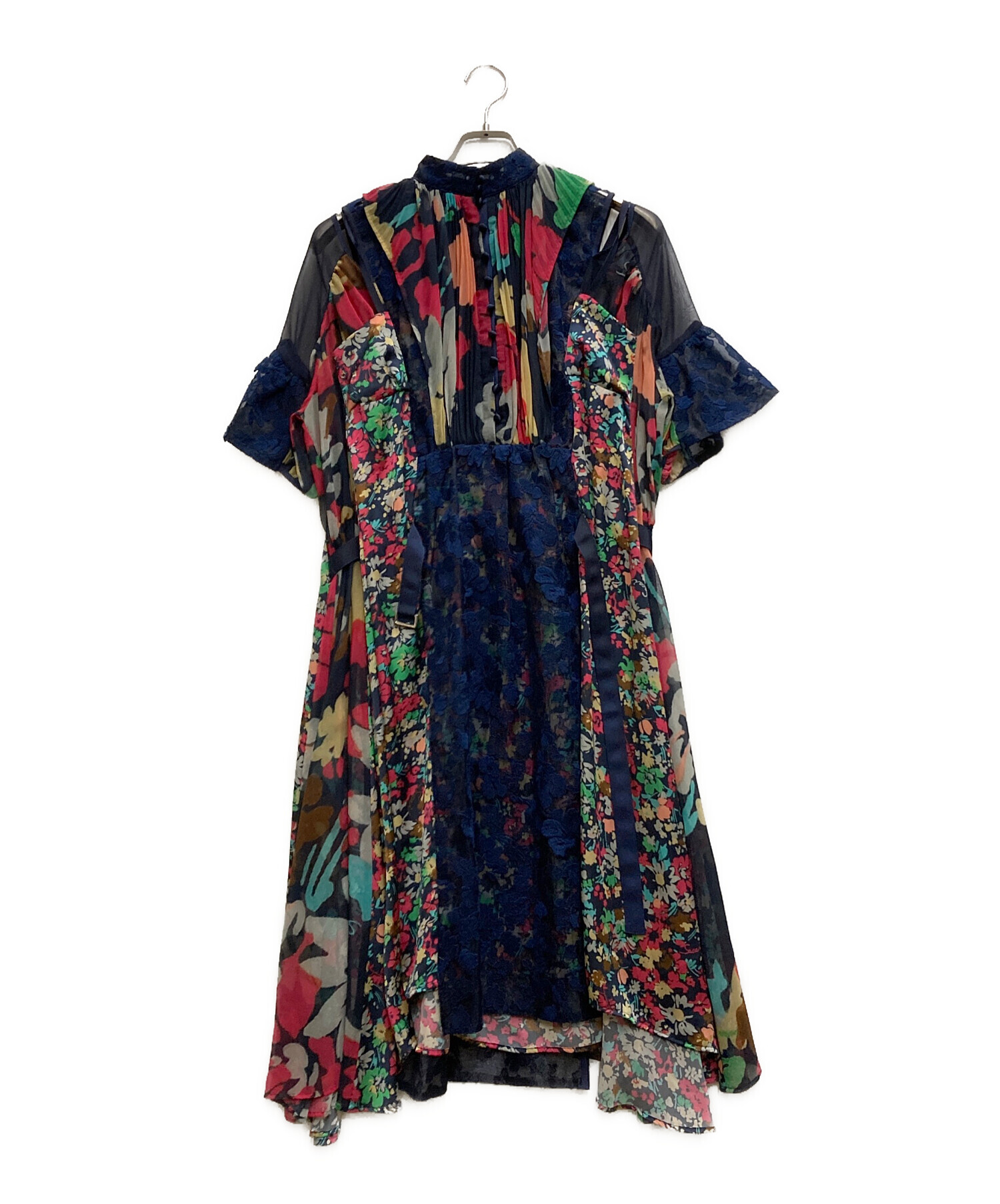 中古・古着通販】sacai (サカイ) フローラルドレス ネイビー サイズ:1 