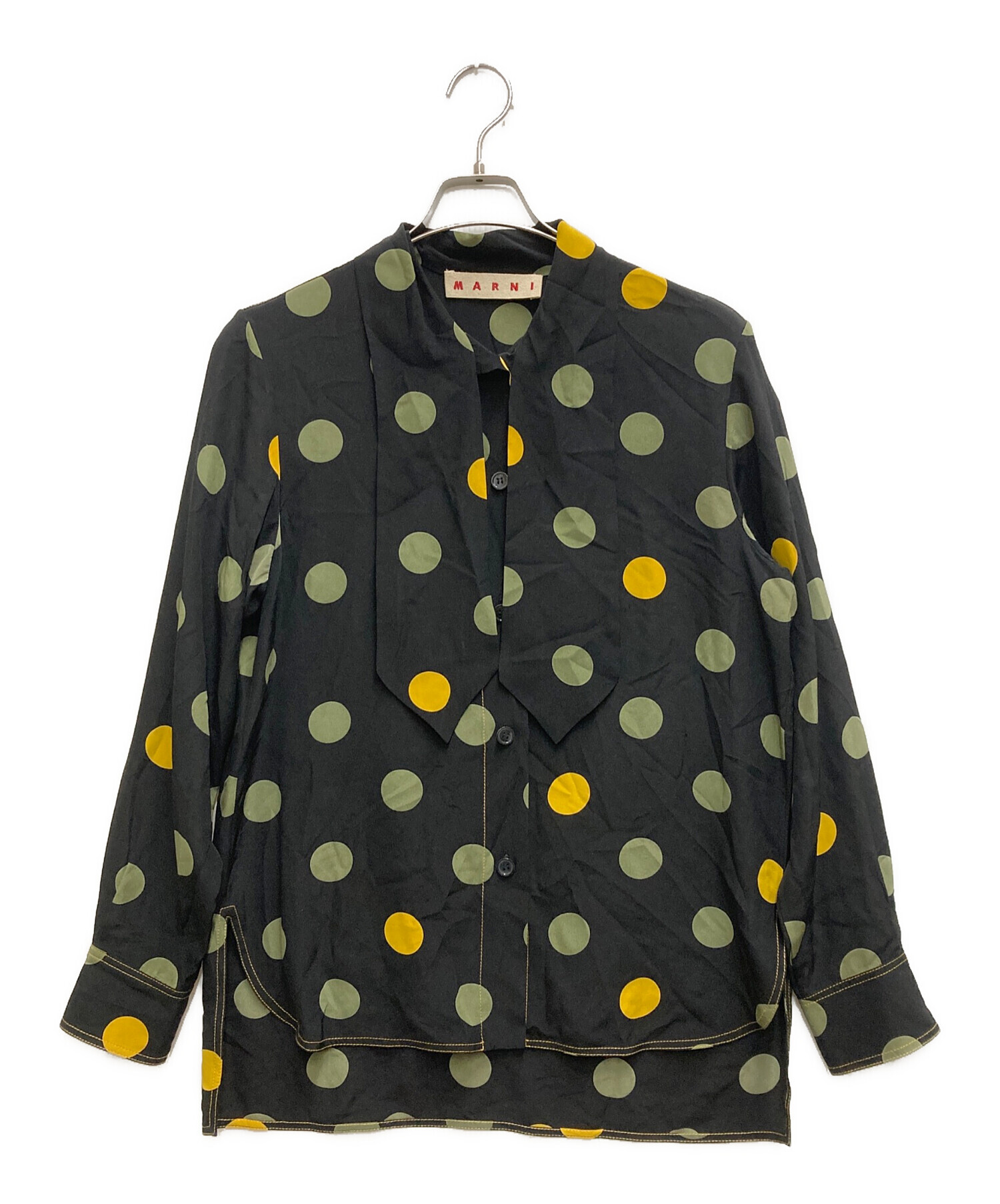 中古・古着通販】MARNI (マルニ) ドットシルクボウタイシャツ ブラック 