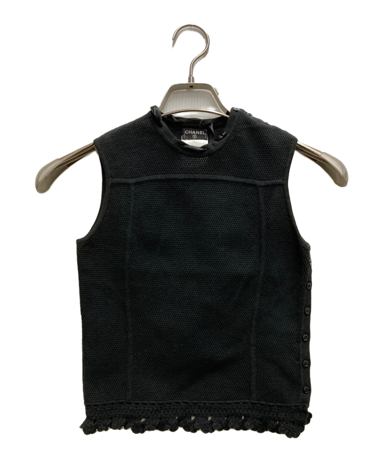 中古・古着通販】CHANEL (シャネル) コットンニットベスト ブラック  