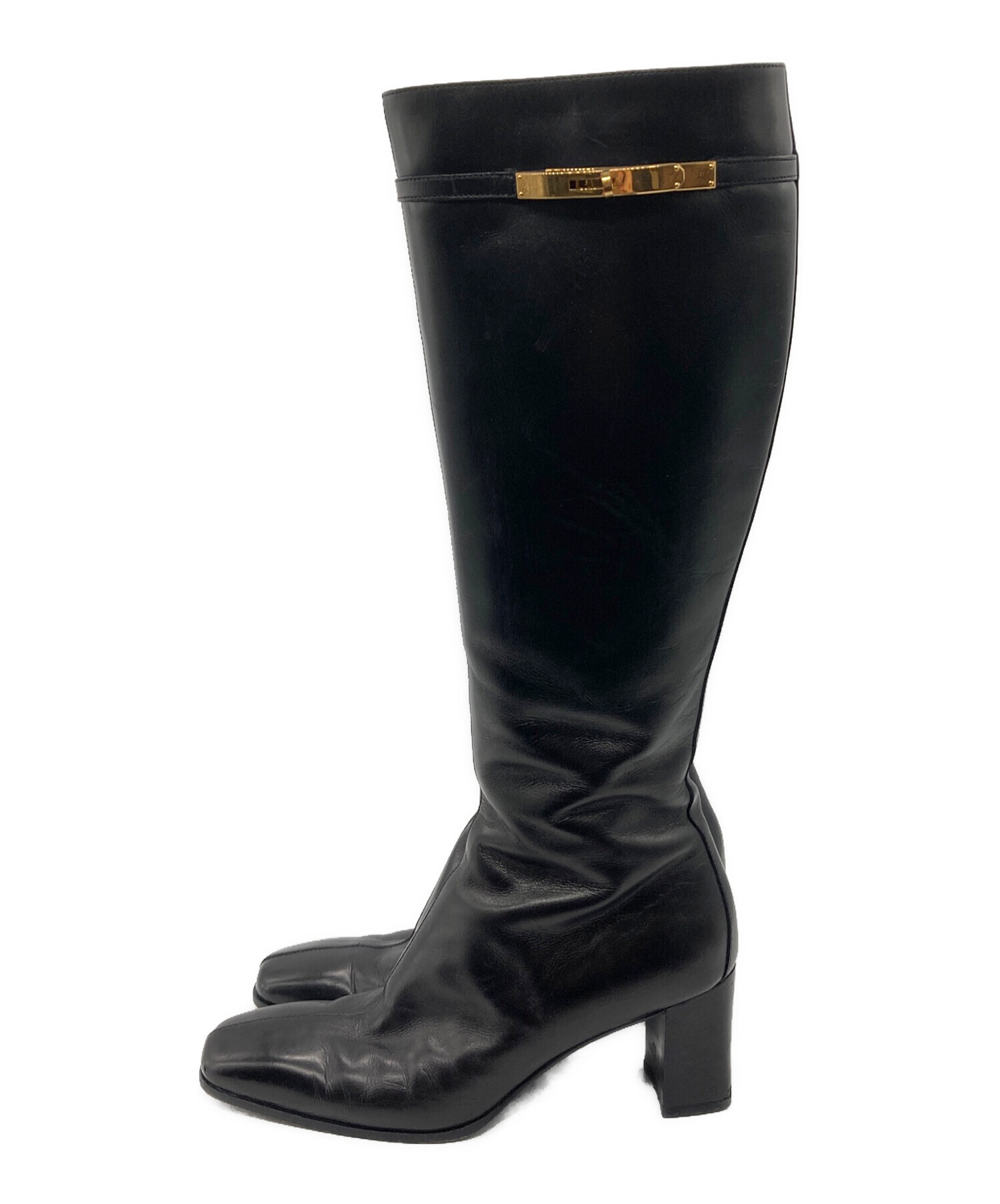 専用です。エルメス　ロングブーツ　37.5 黒 エルメス ロングブーツ ”ホース” ブラック 黒 #37 1/2 【新品