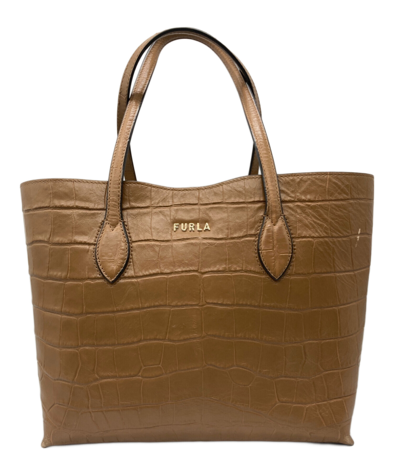 中古・古着通販】FURLA (フルラ) 型押しトートバッグ ブラウン 
