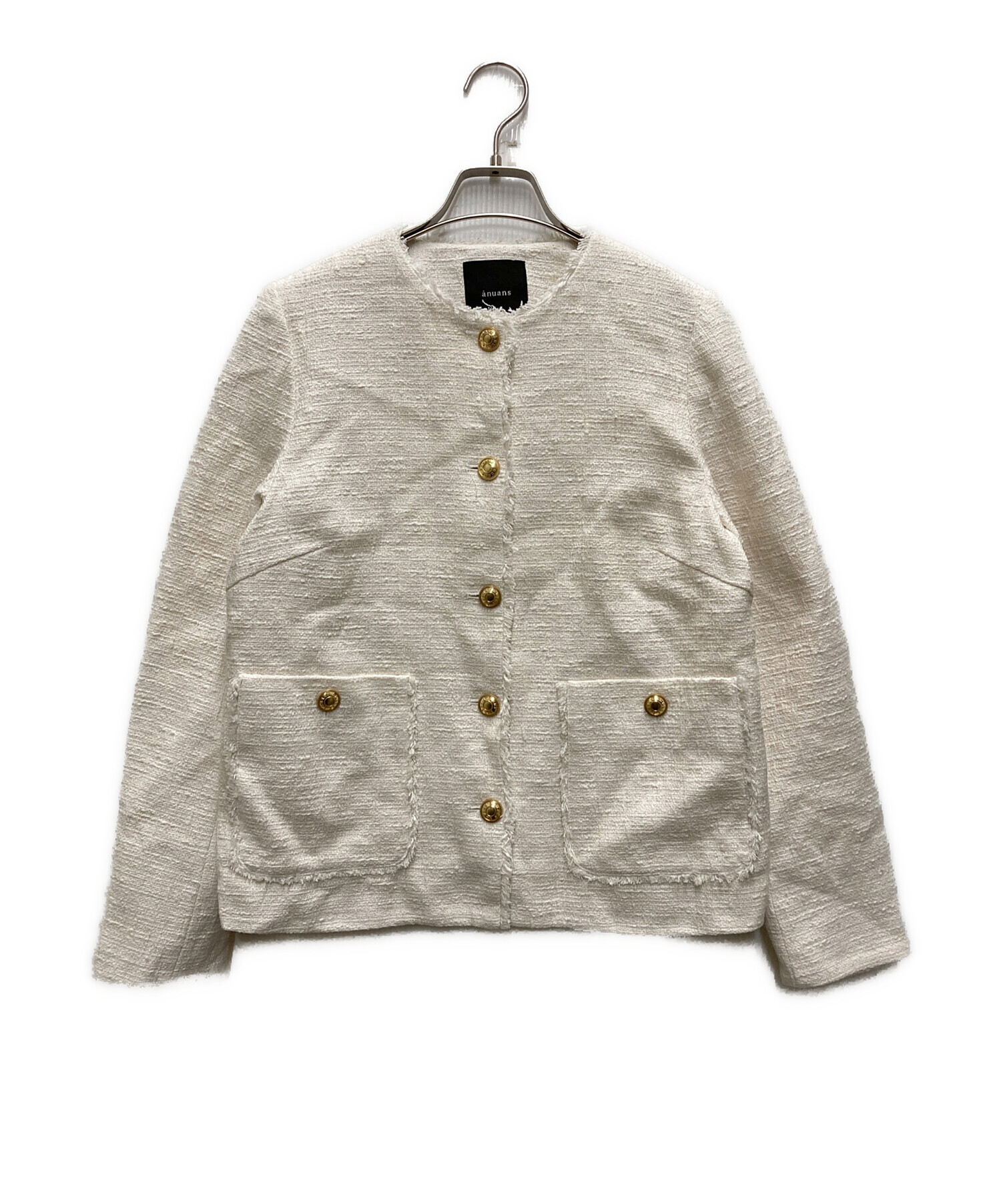 中古・古着通販】anuans (アニュアンス) ノーカラーツイードジャケット