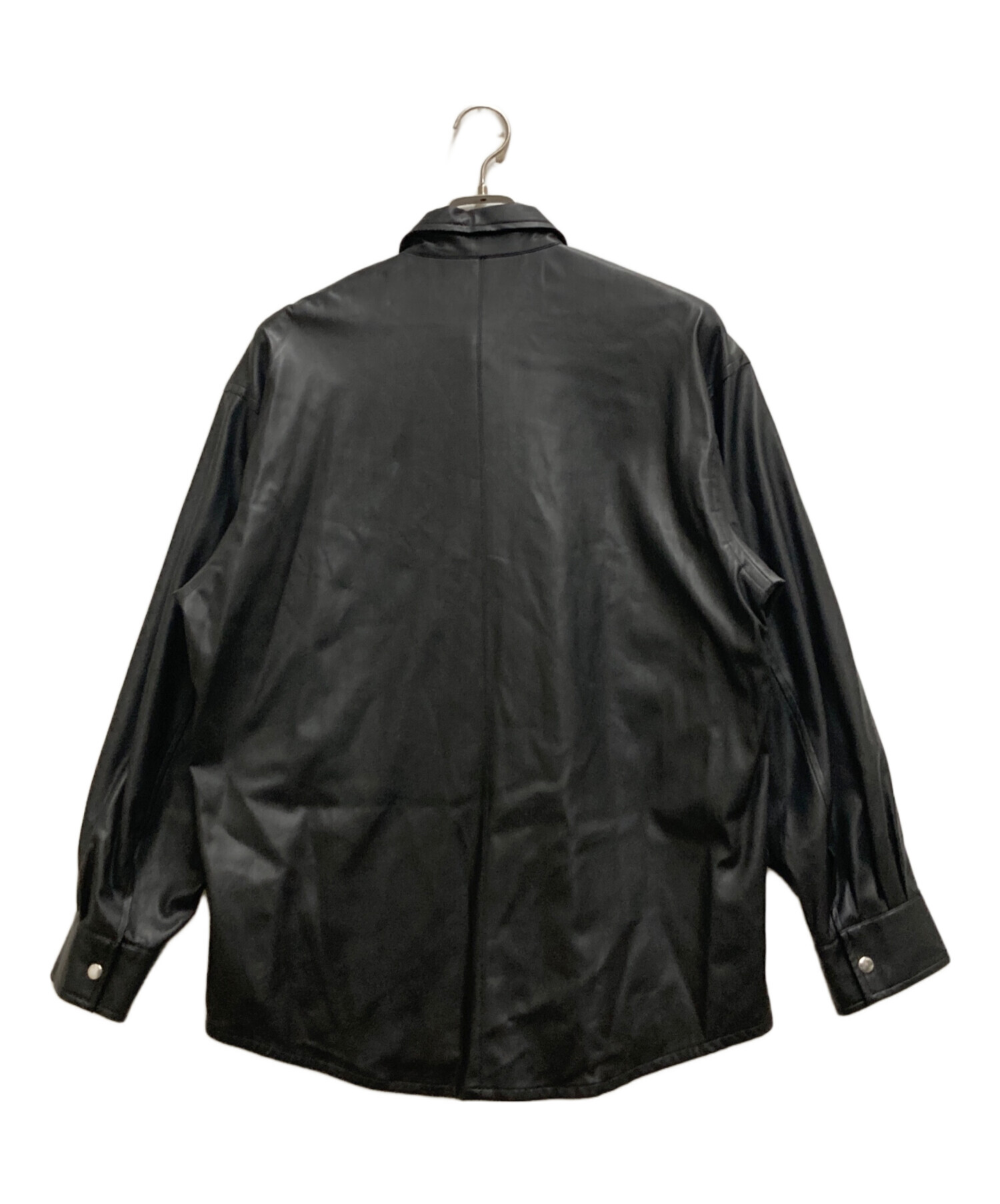 中古・古着通販】ALLEGE (アレッジ) Synthetic Leather Shirt ブラック 
