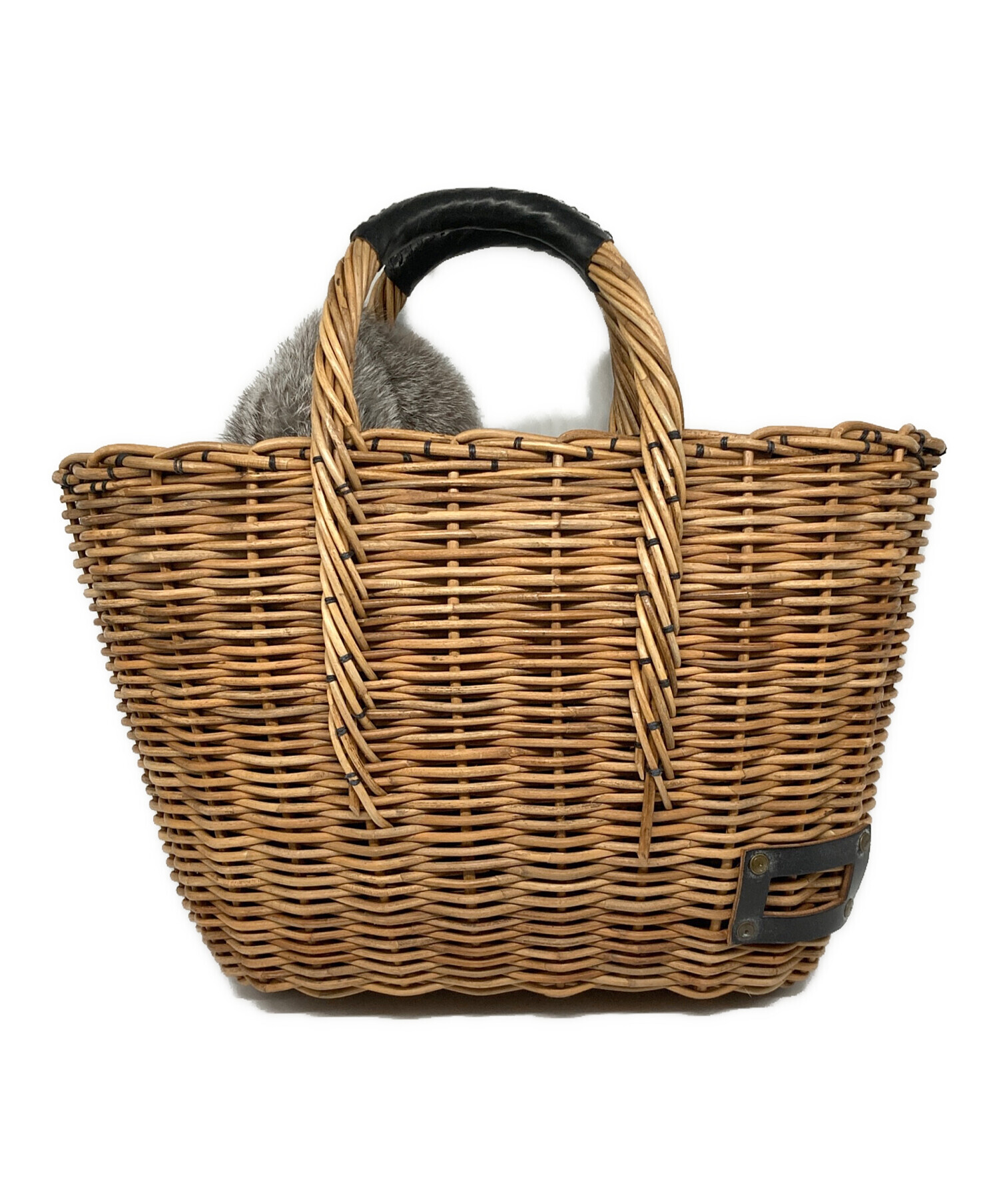 中古・古着通販】ebagos (エバゴス) ファー付きカゴバッグ ベージュ 