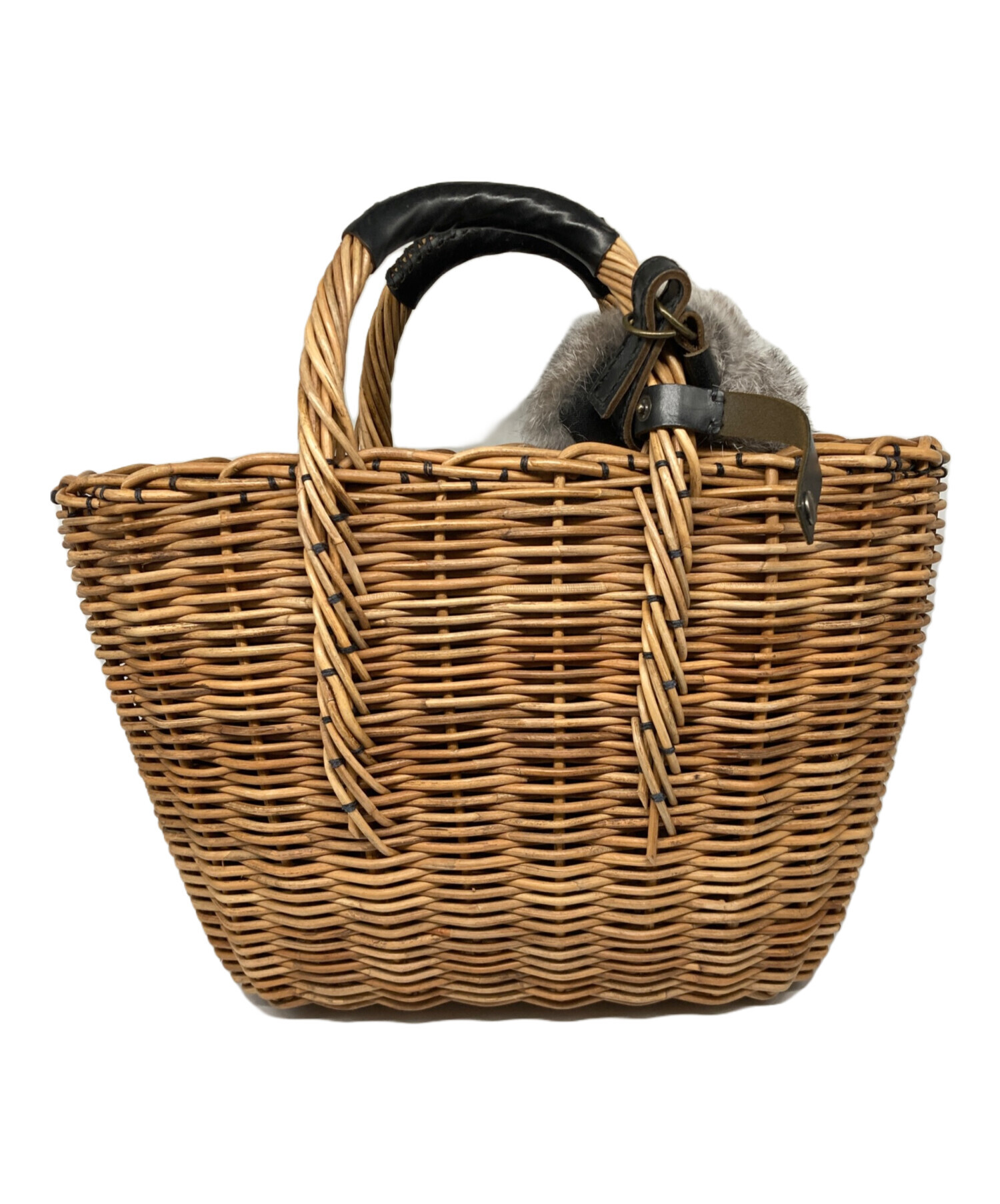 中古・古着通販】ebagos (エバゴス) ファー付きカゴバッグ ベージュ 