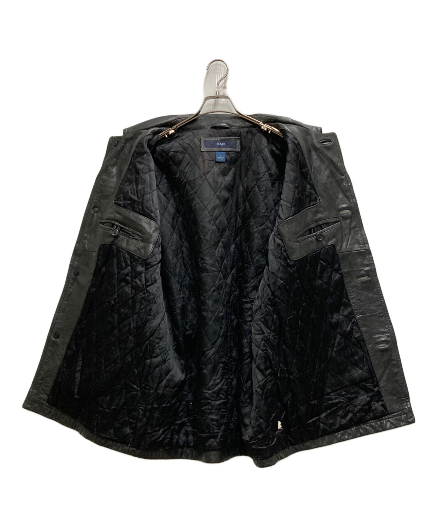 中古・古着通販】GAP (ギャップ) 00'sレザーカーコート ブラック