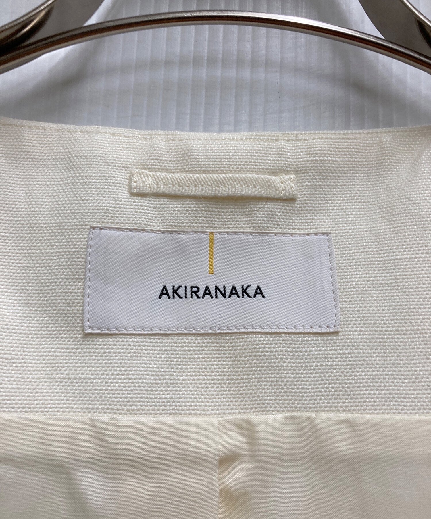 アキラナカ 美品日本製コットン ダブル ストライプ テーラードジャケット オフ白 中古・古着通販】AKIRA NAKA (アキラナカ) Sesilia linen JK WH