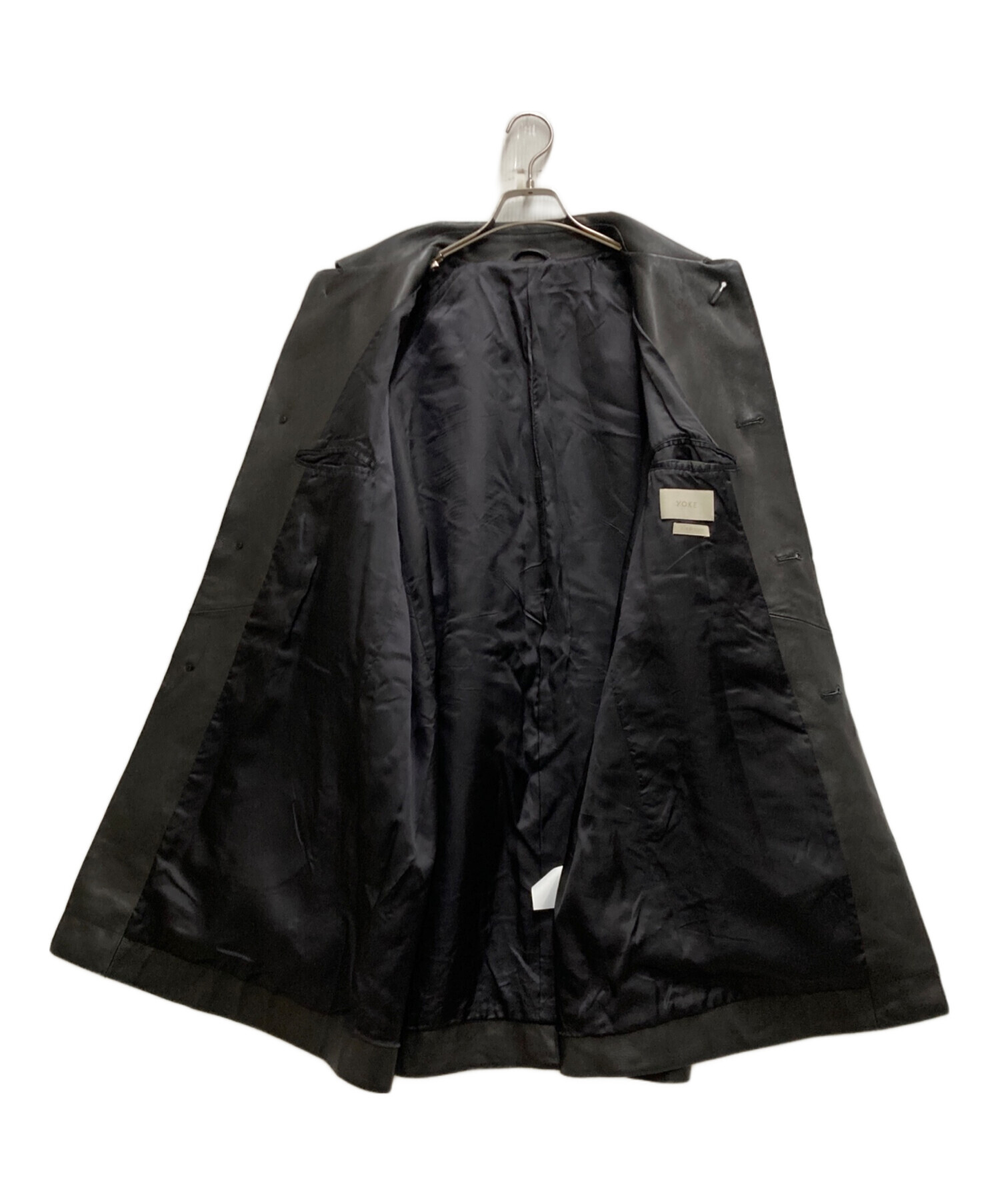 中古・古着通販】YOKE (ヨーク) LEATHER CUT-OFF HALF COAT ブラック