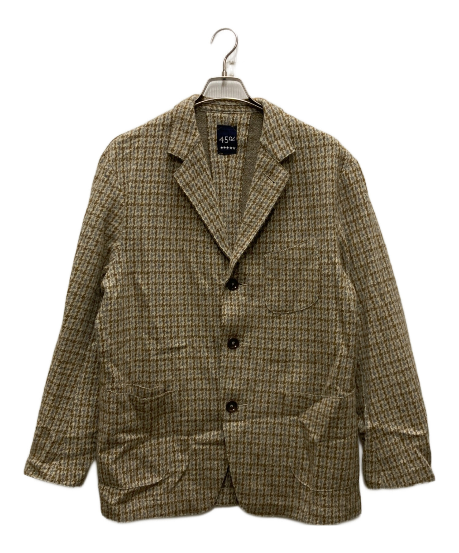 45R　ジャージフラノの四角ジャケット　千鳥柄　テーラードジャケット　2 中古・古着通販】45R (フォーティファイブ・アール) ジャージフラノの