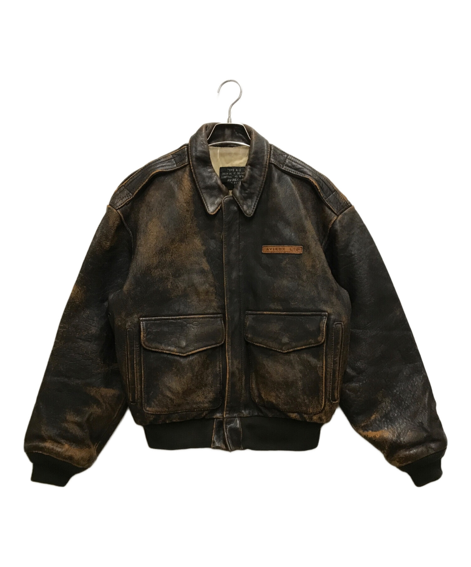 【古着】AVIREX TYPE A-2 レザージャケット XL ダークブラウン 90's AVIREX A-2 TYPE Leather Flight Jacket 90年代 アヴィレックス