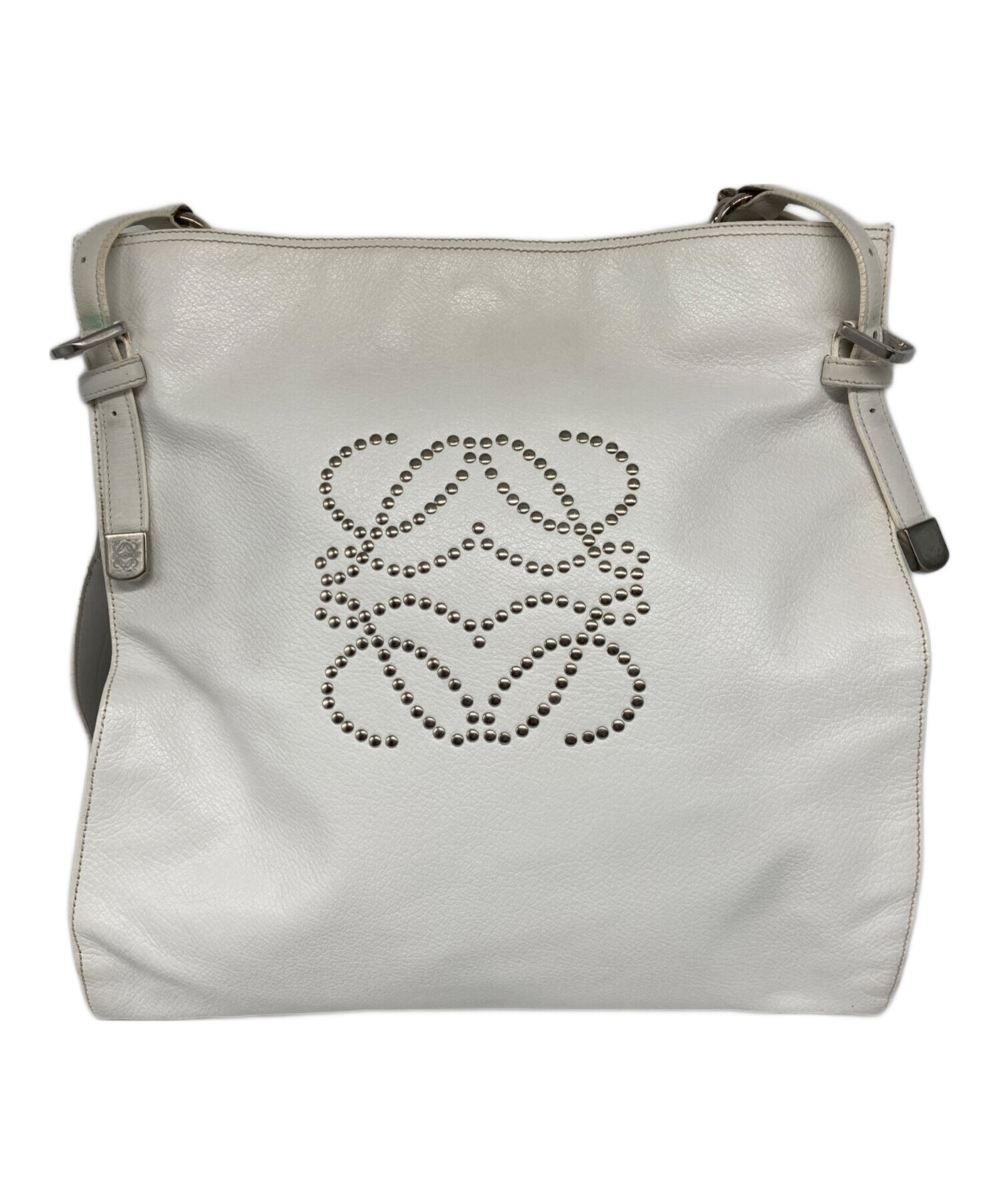 中古・古着通販】LOEWE (ロエベ) スタッズショルダーバッグ ホワイト 