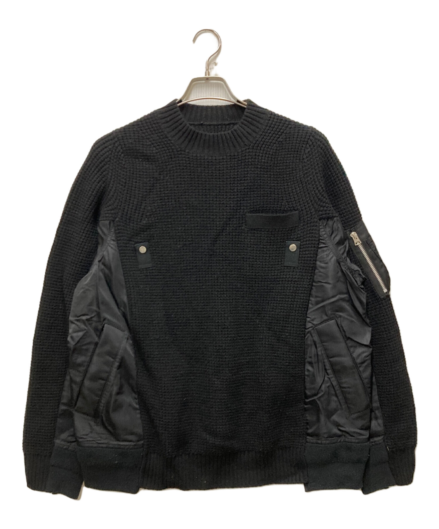 サカイ sacai MA-1 x Wool Knit Pullover セーター 中古・古着通販】sacai (サカイ) MA-1 ウールニット プルオーバー