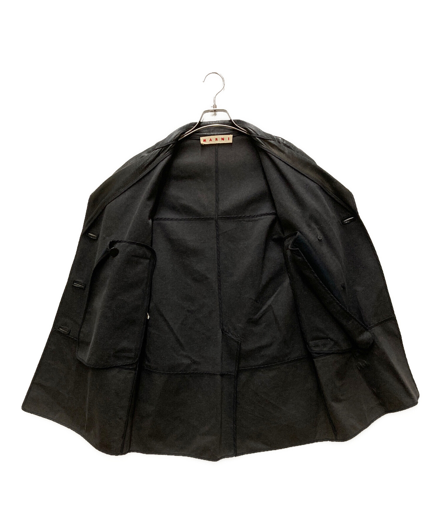 中古・古着通販】MARNI (マルニ) レザーPコート ブラック サイズ:38