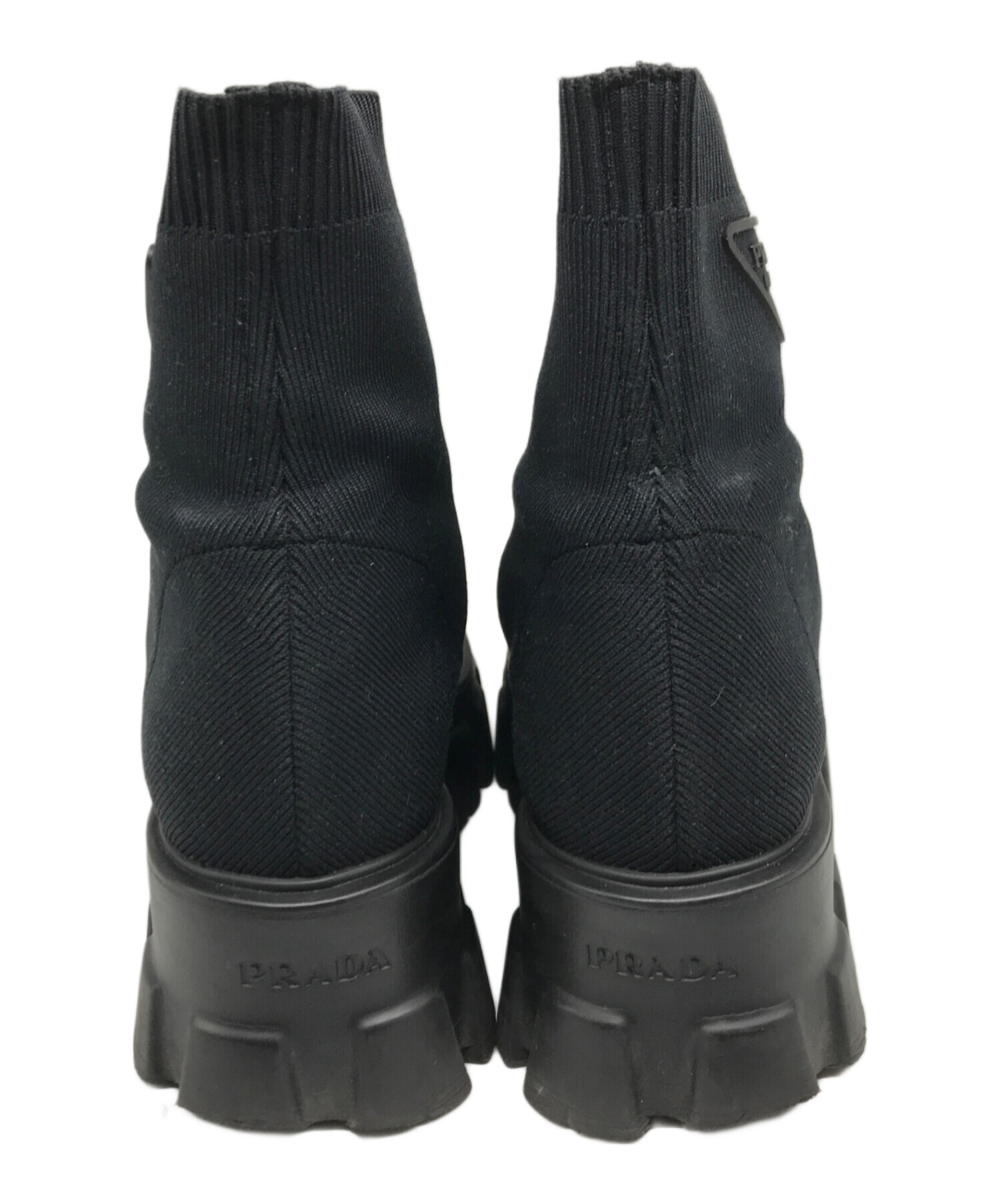 プラダ ソックスブーツ 中古・古着通販】PRADA (プラダ) モノリス ソックススタイル アンクル