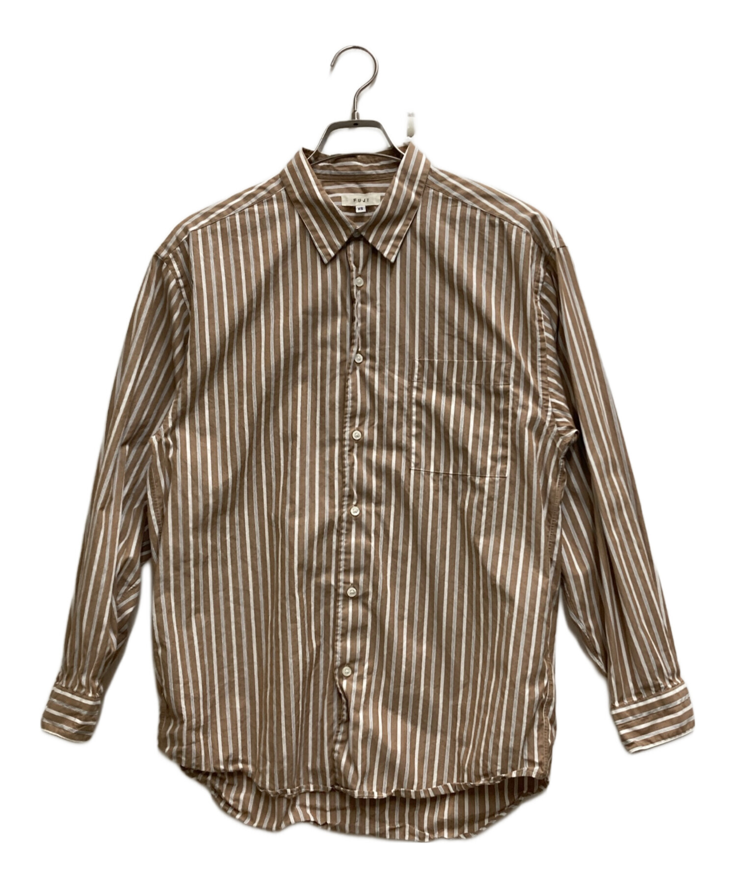 中古・古着通販】FUJI (フジ) ストライプシャツ ブラウン サイズ:XS 