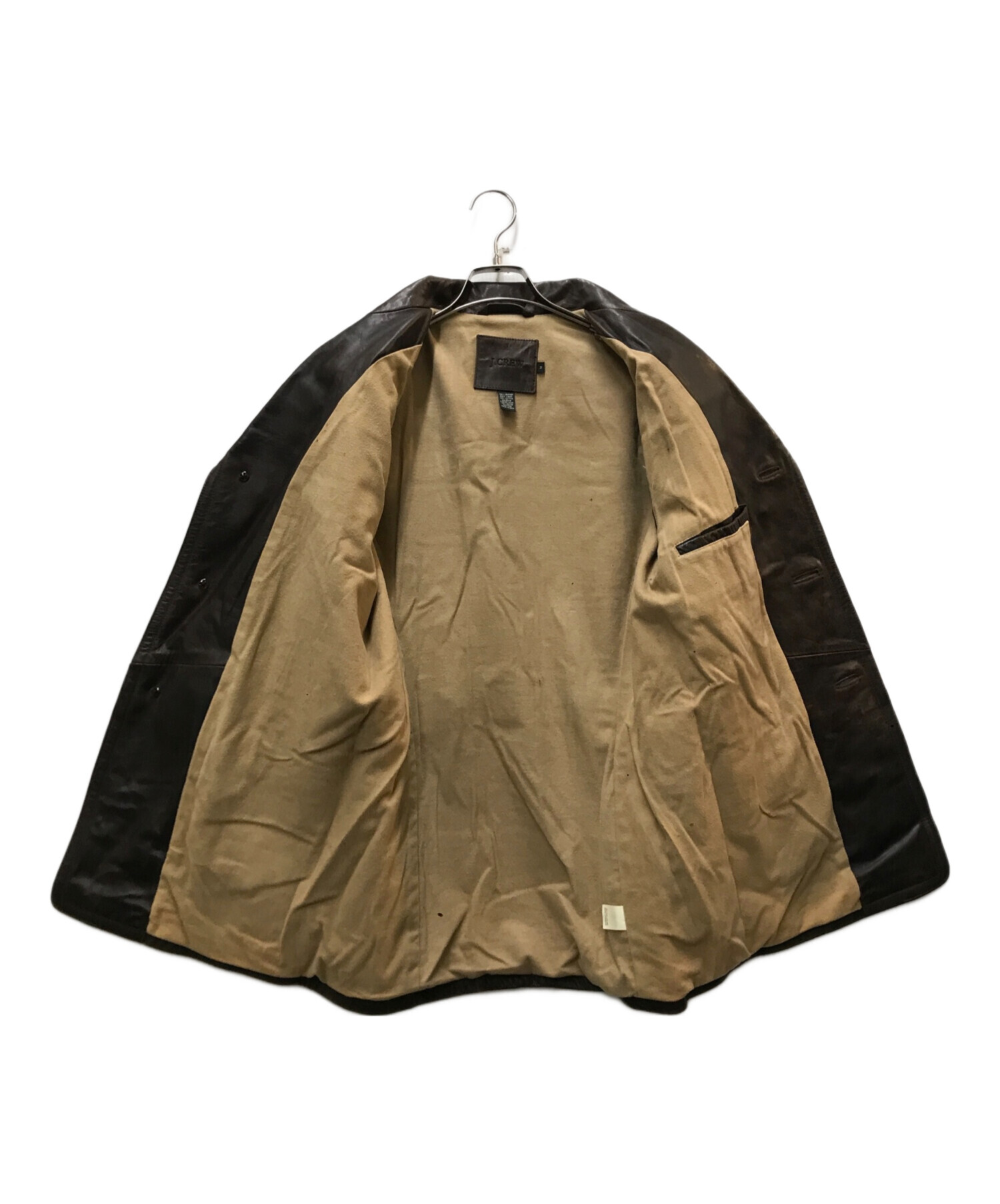 中古・古着通販】J.CREW (ジェイクルー) レザーカーコート ブラウン