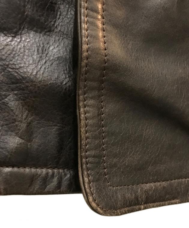 中古・古着通販】J.CREW (ジェイクルー) レザーカーコート ブラウン