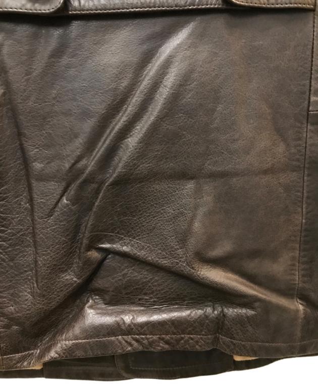 中古・古着通販】J.CREW (ジェイクルー) レザーカーコート ブラウン