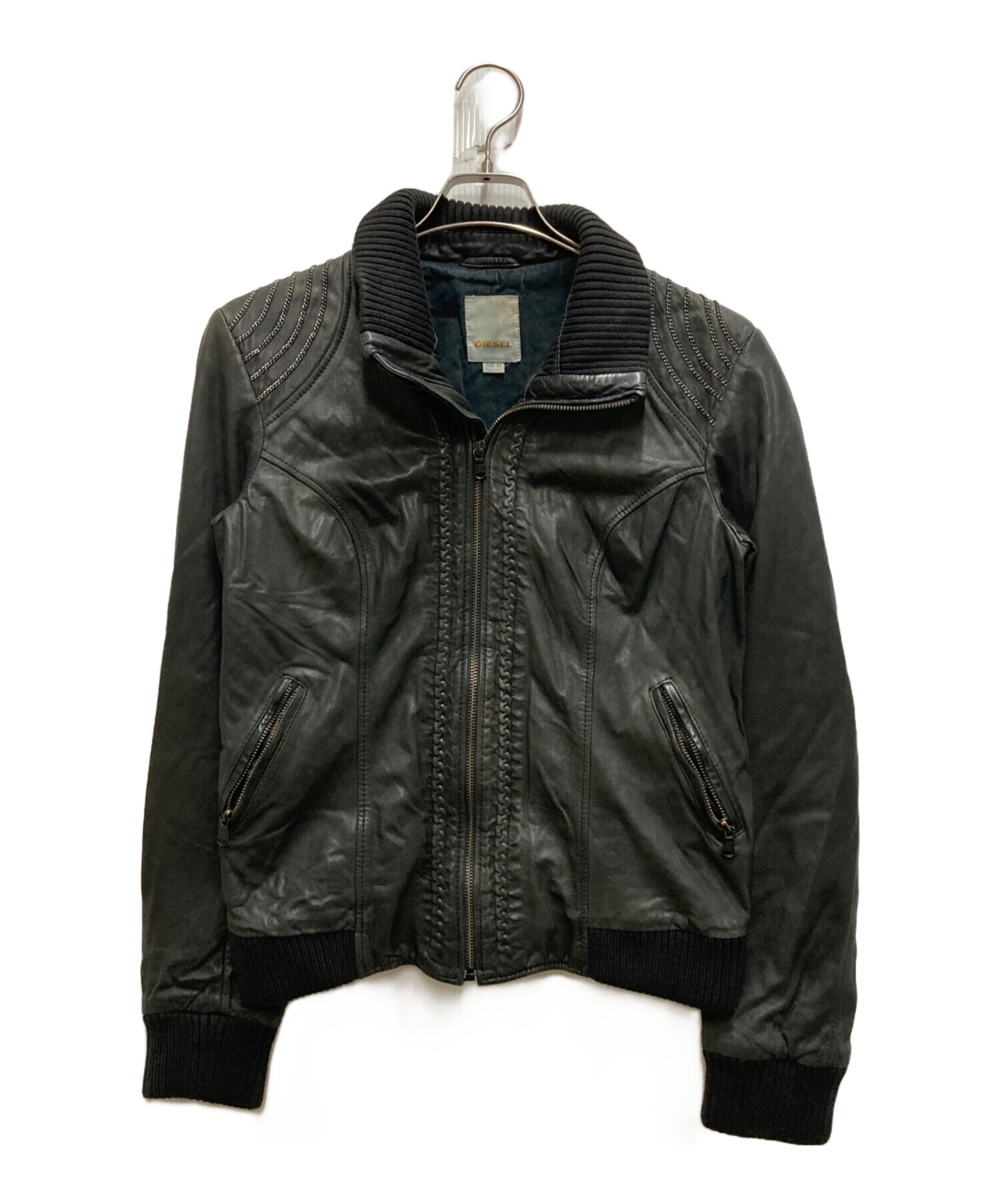 中古・古着通販】DIESEL (ディーゼル) レザージャケット ブラック 