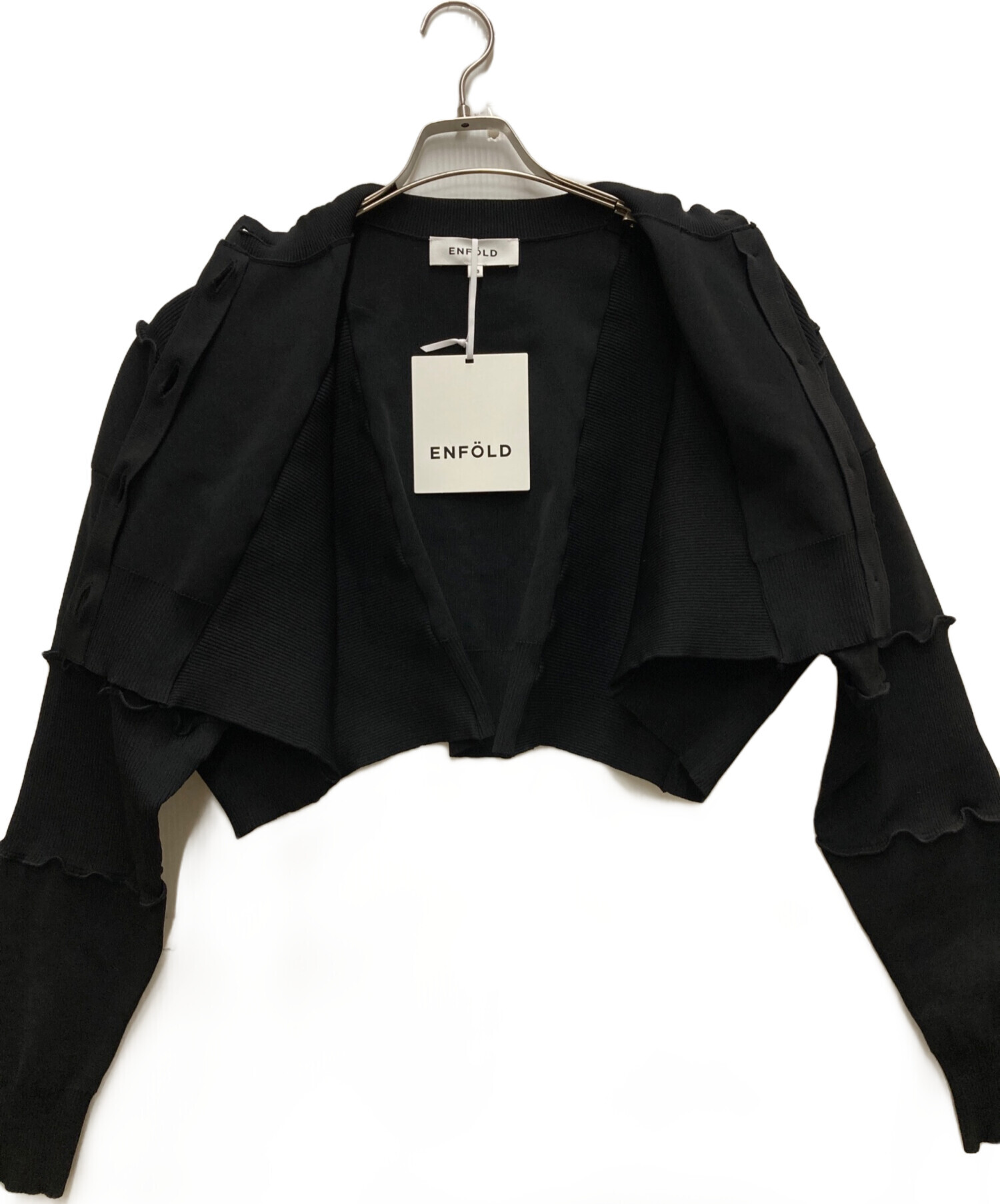 未使用★エンフォルドDOUBLE FACE CARDIGAN ブラック ENFOLD（エンフォルド）/ DOUBLE FACE CARDIGAN - メルカリ