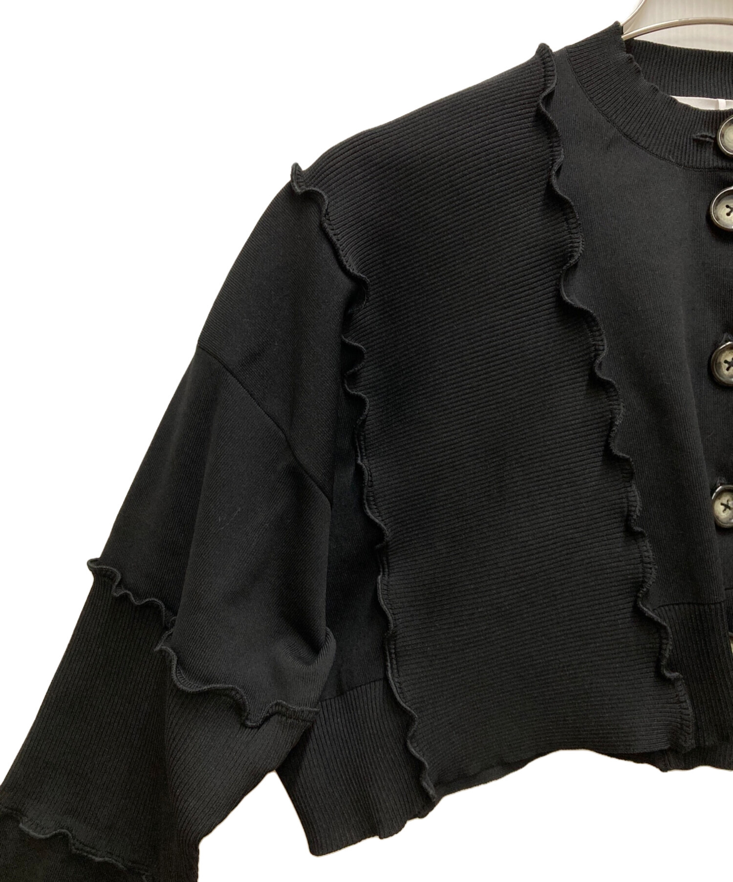 新品同様☆エンフォルド☆ウェーブカーディガン　BLACK BOX WIDE-CARDIGAN｜38｜BLK｜KNIT WEAR｜ENFÖLD OFFICIAL ONLINE