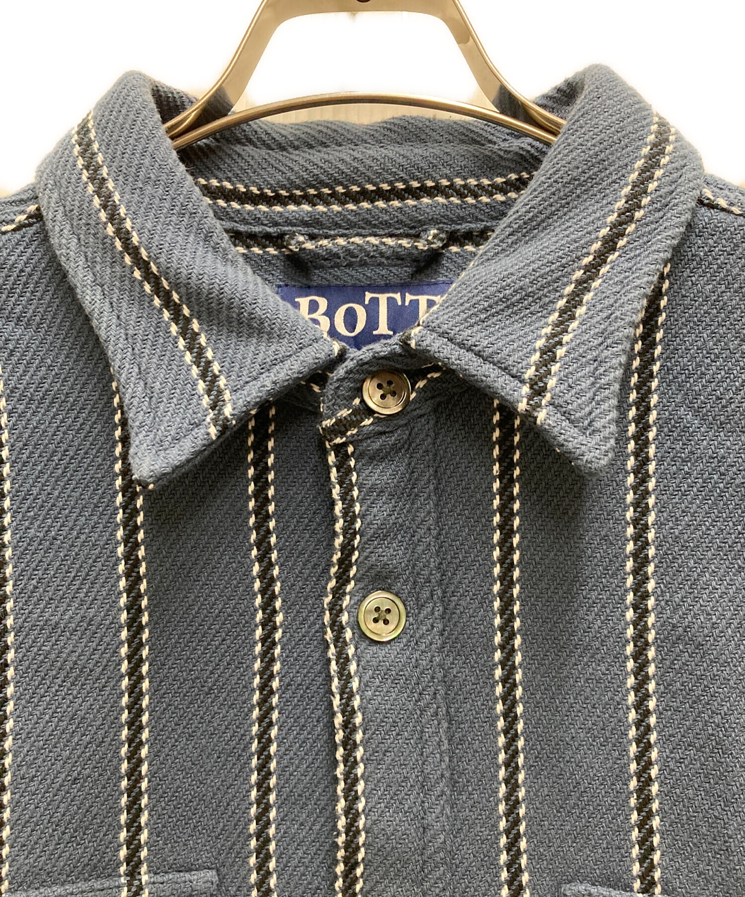 中古・古着通販】BoTT (ボット) ストライプシャツジャケット ブルー
