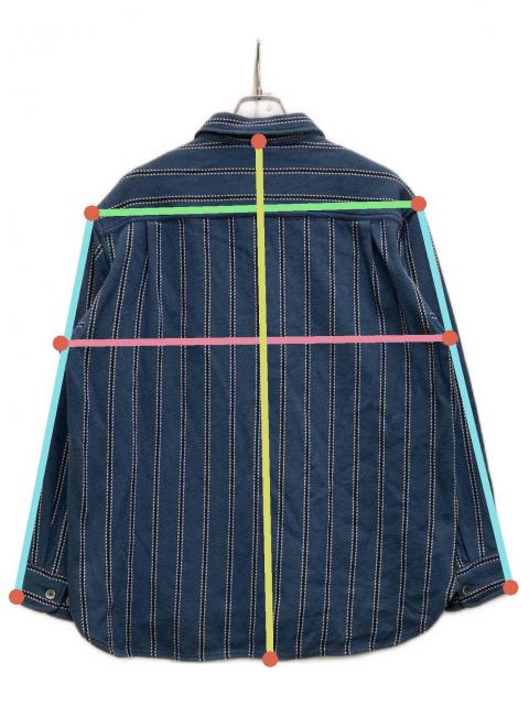 中古・古着通販】BoTT (ボット) ストライプシャツジャケット ブルー