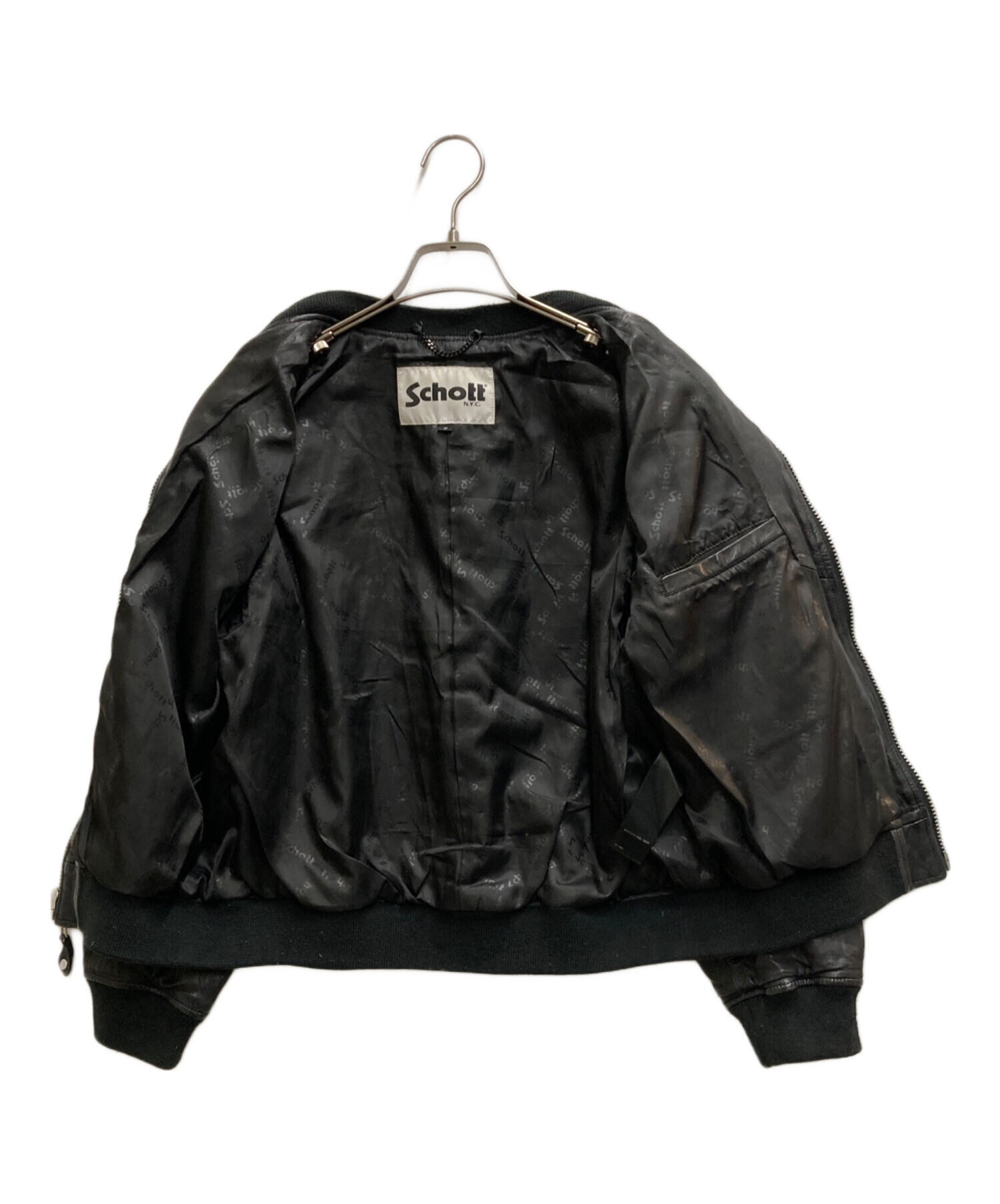 Schott 黒 38 ブラックレザーボンバージャケット 【公式通販】