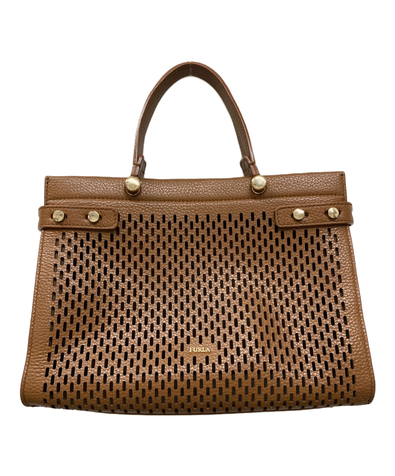 中古・古着通販】FURLA (フルラ) パンチング2WAYバッグ ブラウン 